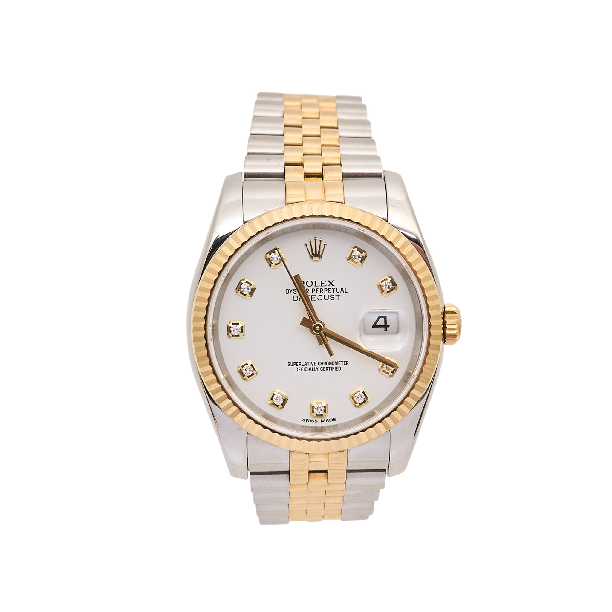Rolex DateJust 36 Two Tone White Diamond Dial 116234