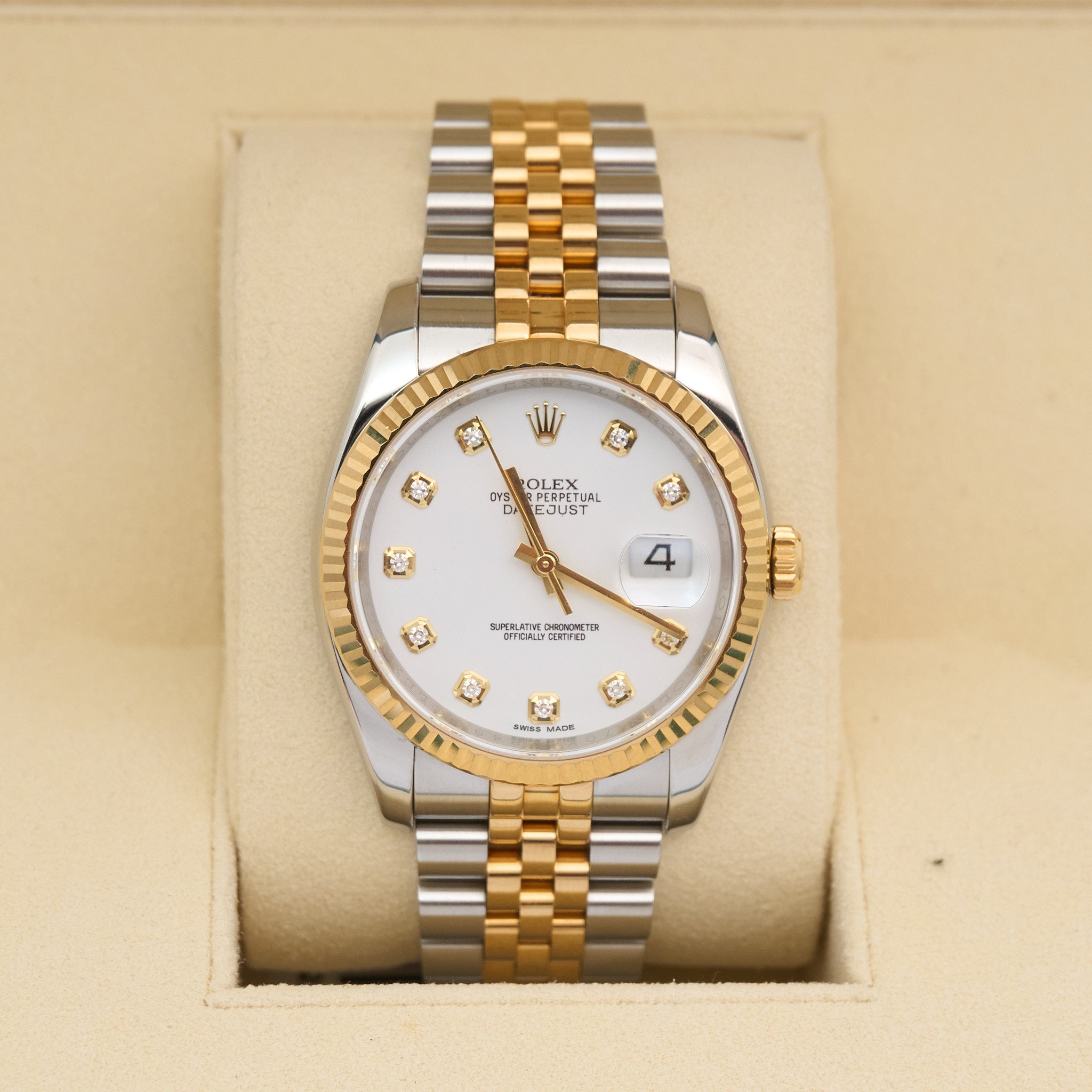 Rolex DateJust 36 Two Tone White Diamond Dial 116234