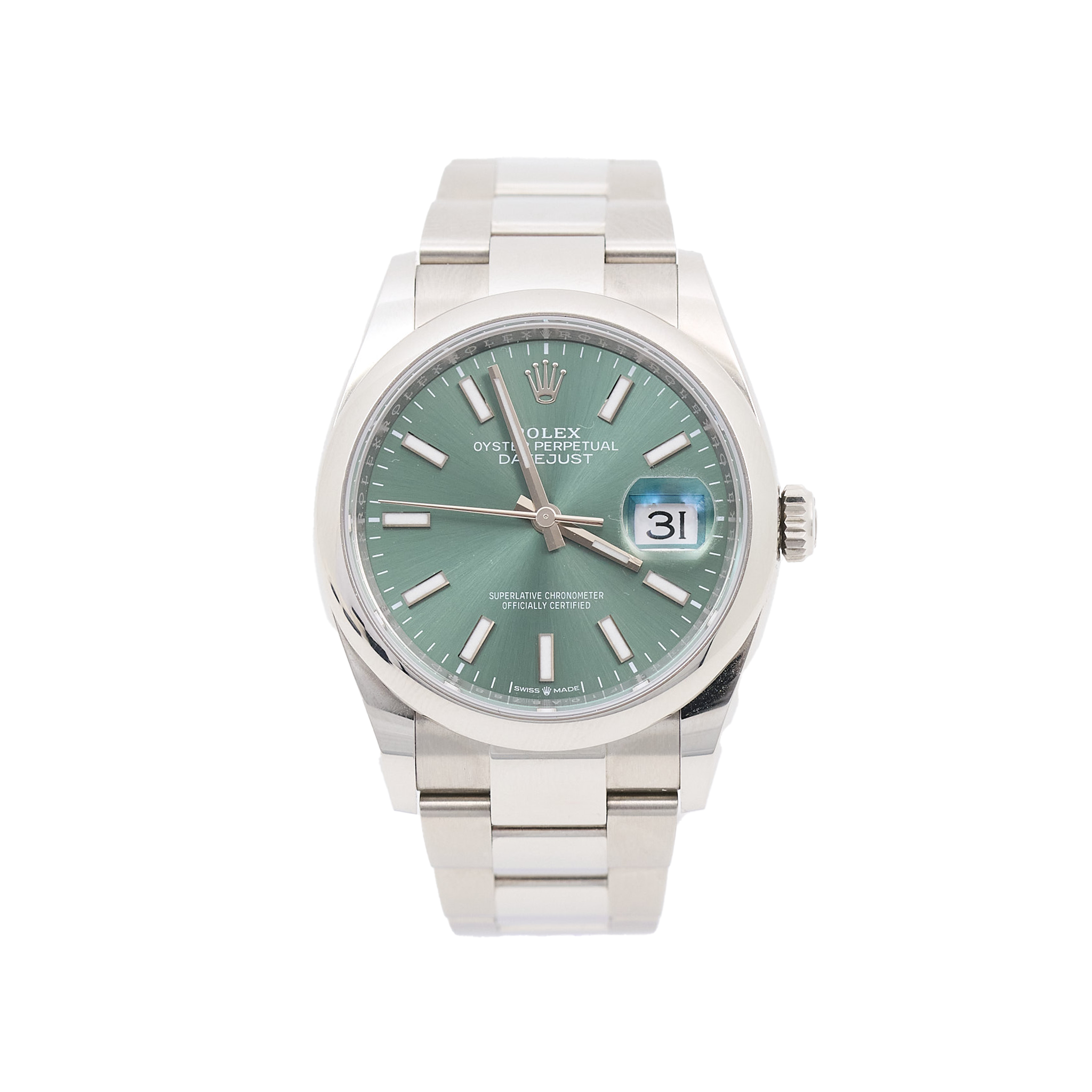 Rolex Datejust 36mm Mint Green Dial Oystersteel Watch 126200