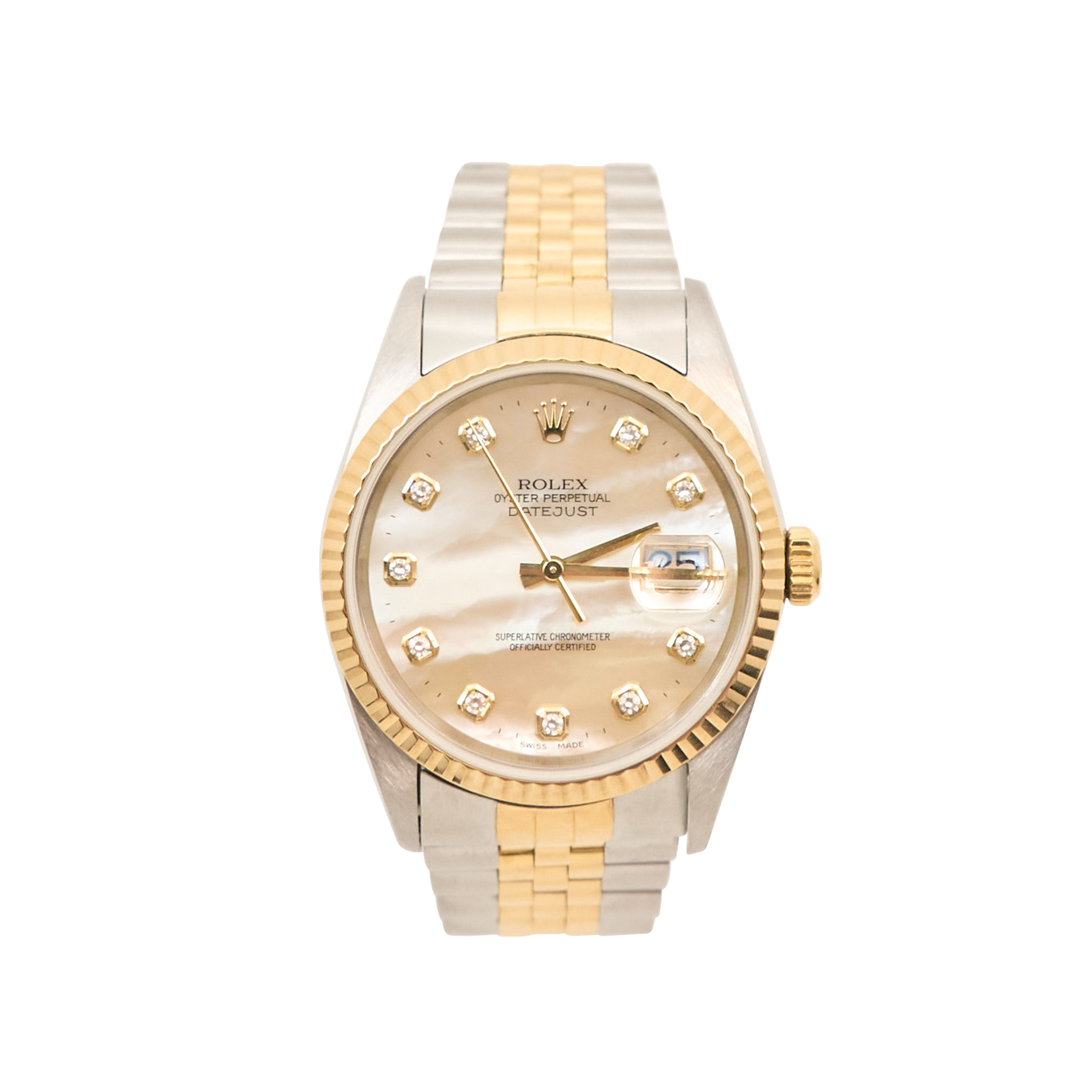 Rolex Datejust 36mm Two Tone Mother Of Pearl & Diamond Dial