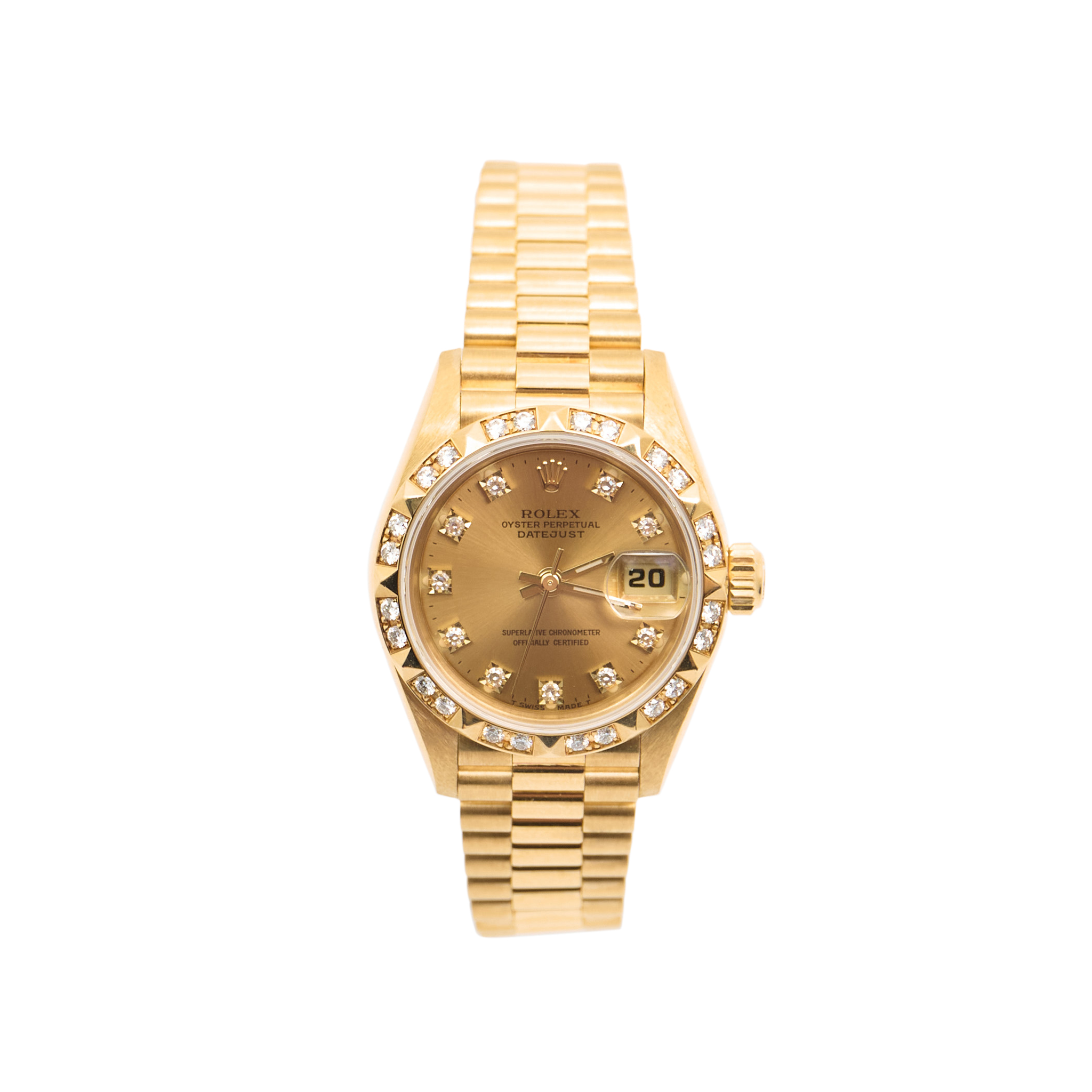 Rolex Datejust Ladies 18ct Yellow Gold Factory Diamond Bezel & Diamond Dial