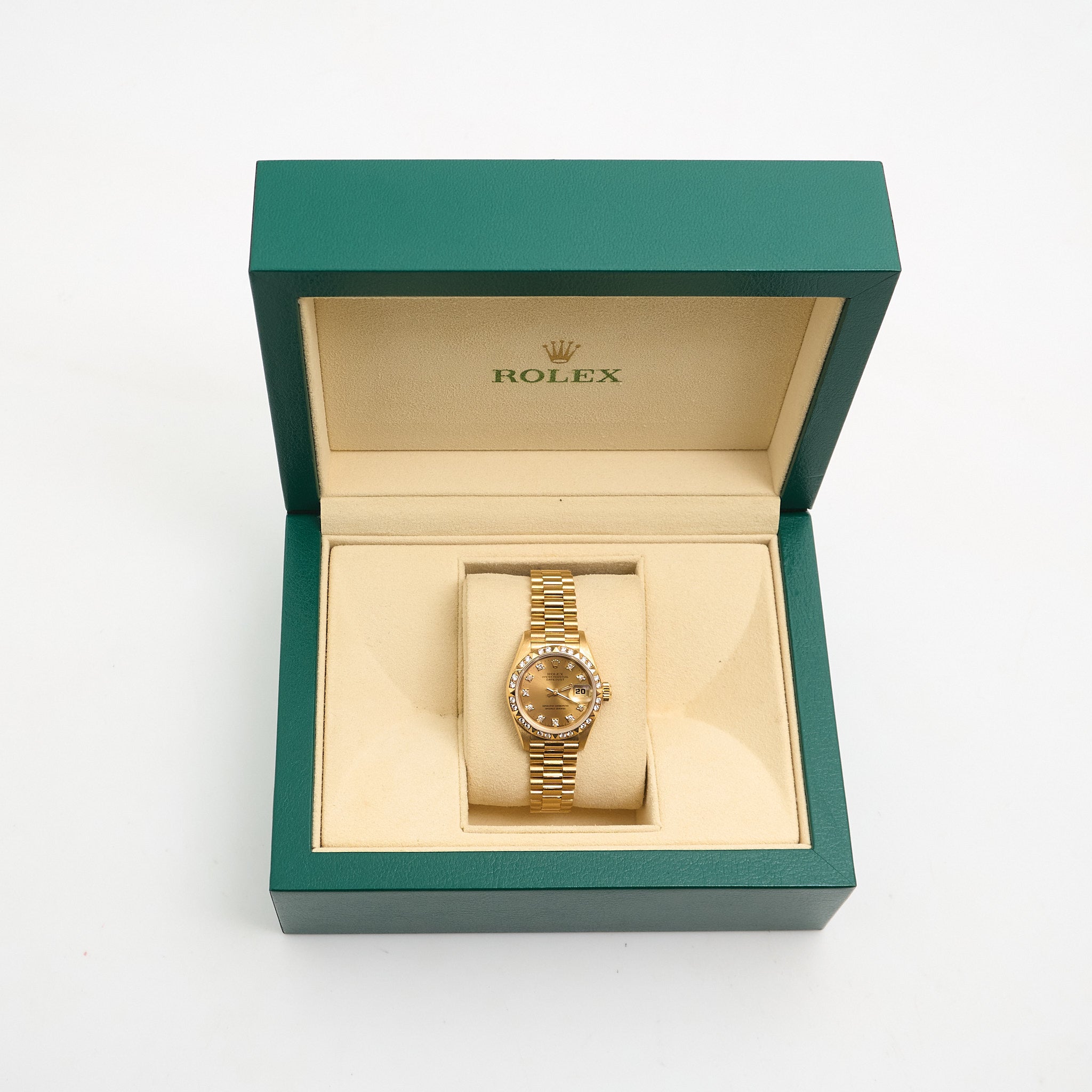 Rolex Datejust Ladies 18ct Yellow Gold Factory Diamond Bezel & Diamond Dial