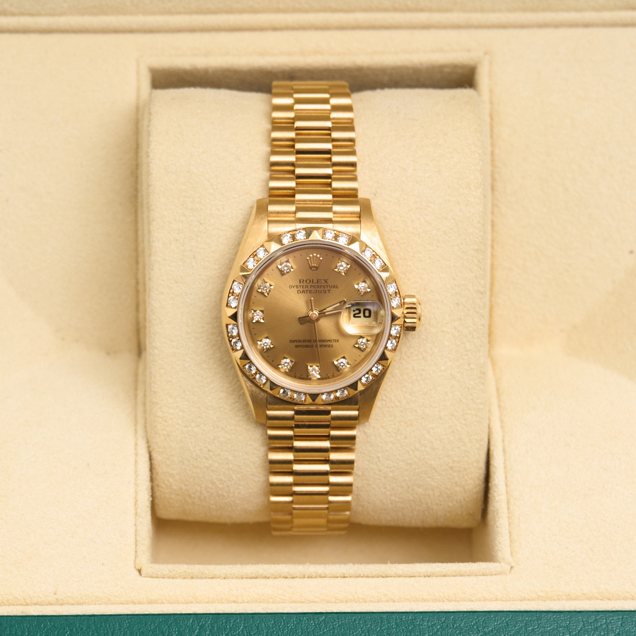 Rolex Datejust Ladies 18ct Yellow Gold Factory Diamond Bezel & Diamond Dial