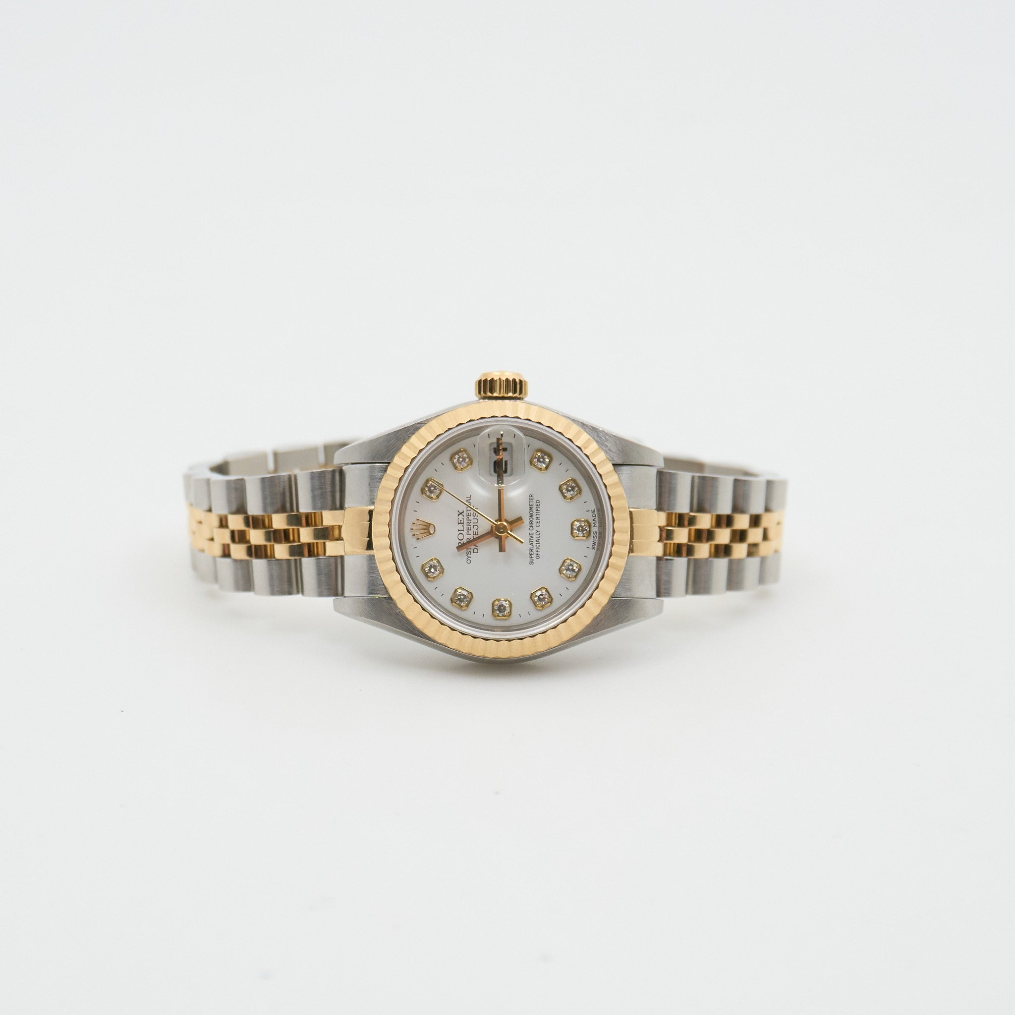 Rolex Ladies DateJust 18ct Yellow Gold & Steel White Diamond Dial