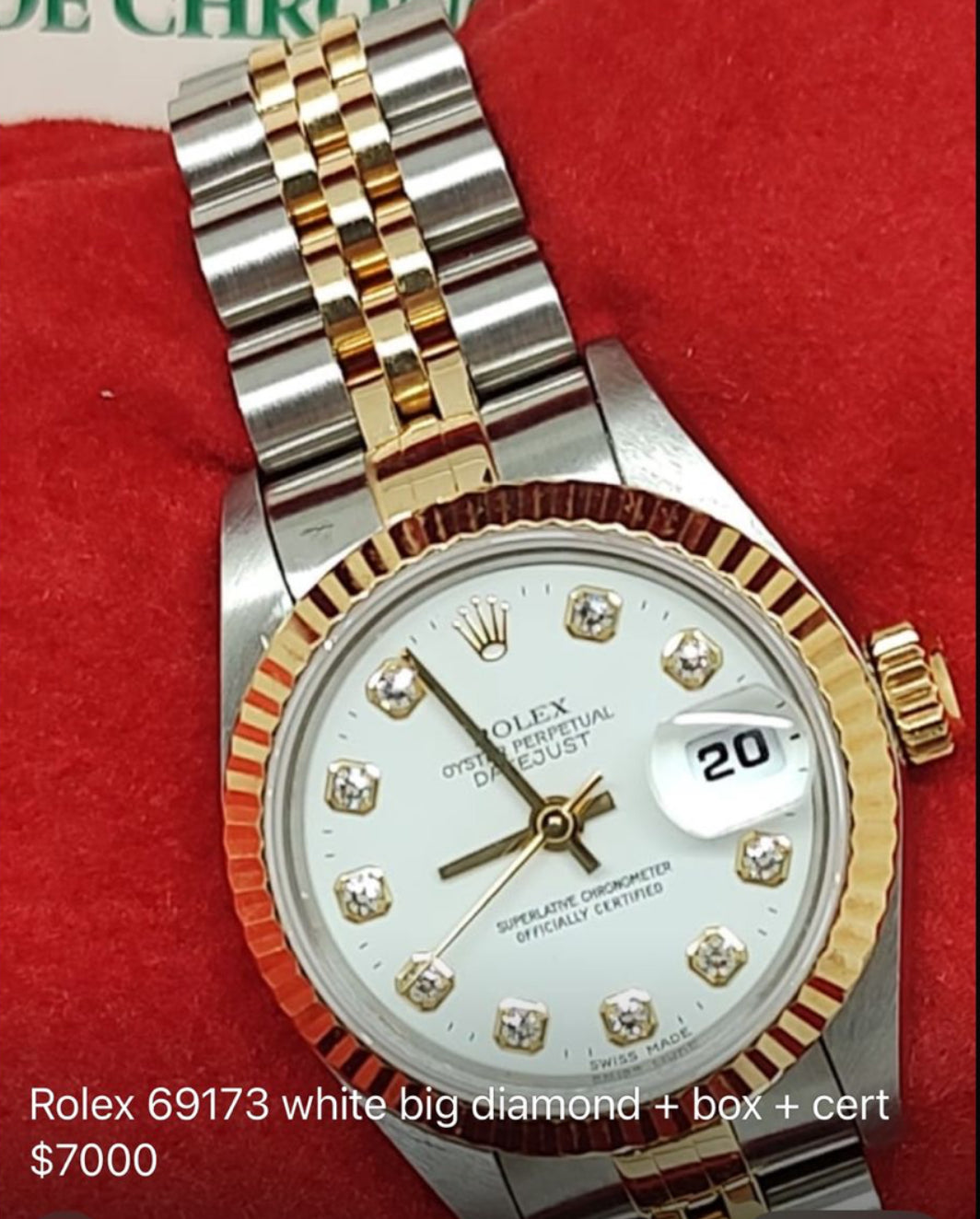 Rolex Ladies DateJust 18ct Yellow Gold & Steel White Diamond Dial