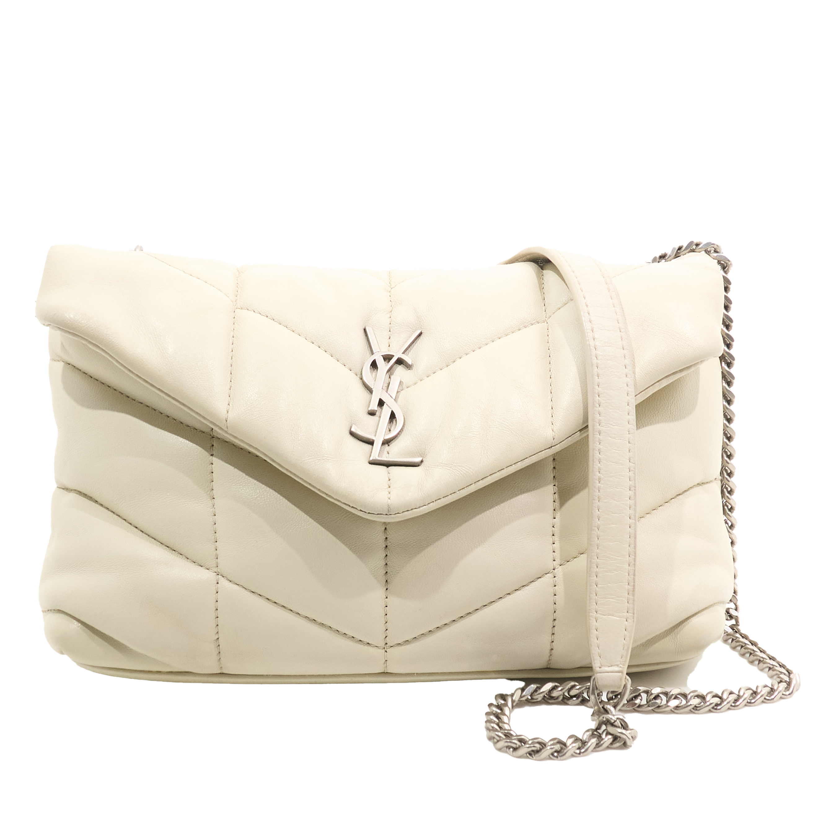 Saint Laurent Lou Lou Toy Puffa Chalk White