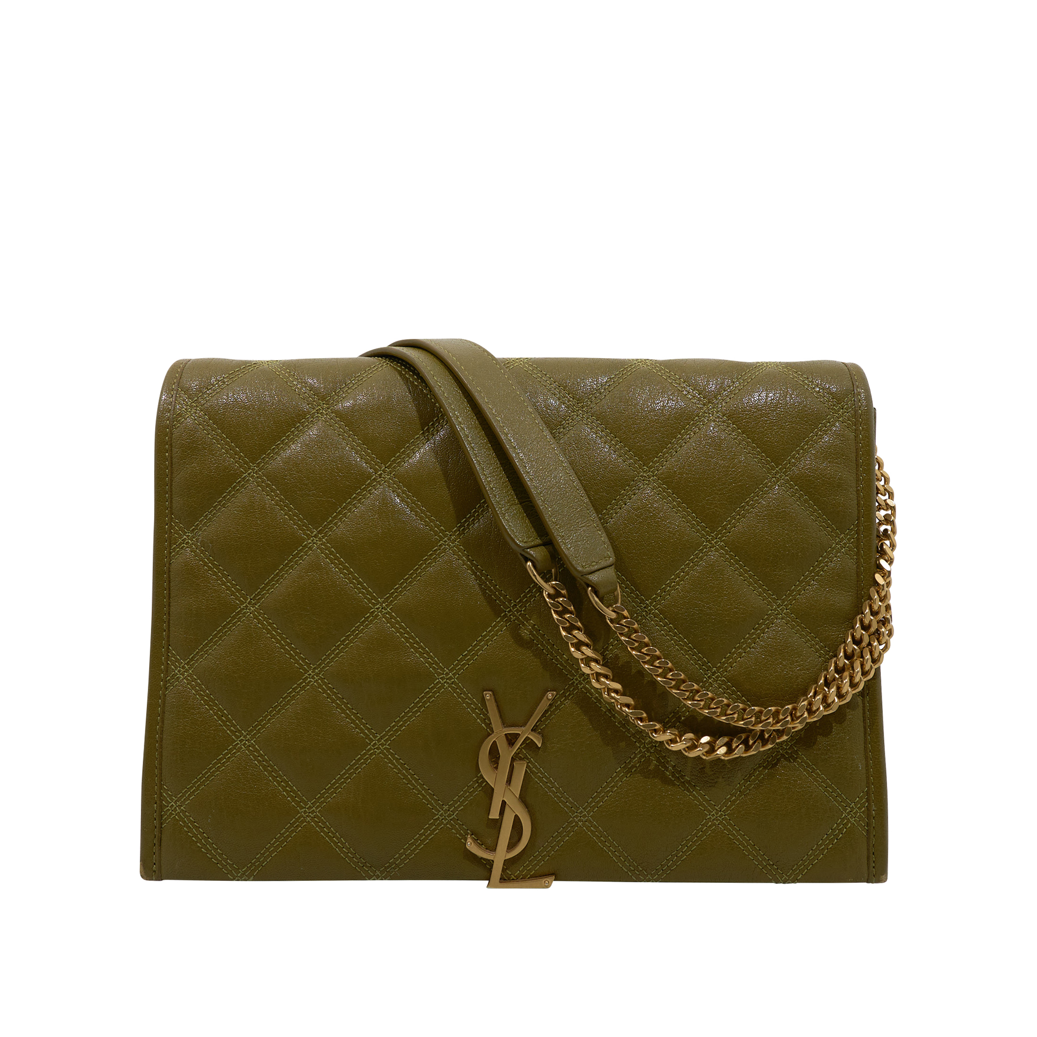 Saint Laurent Becky Chain Bag Olive Gold