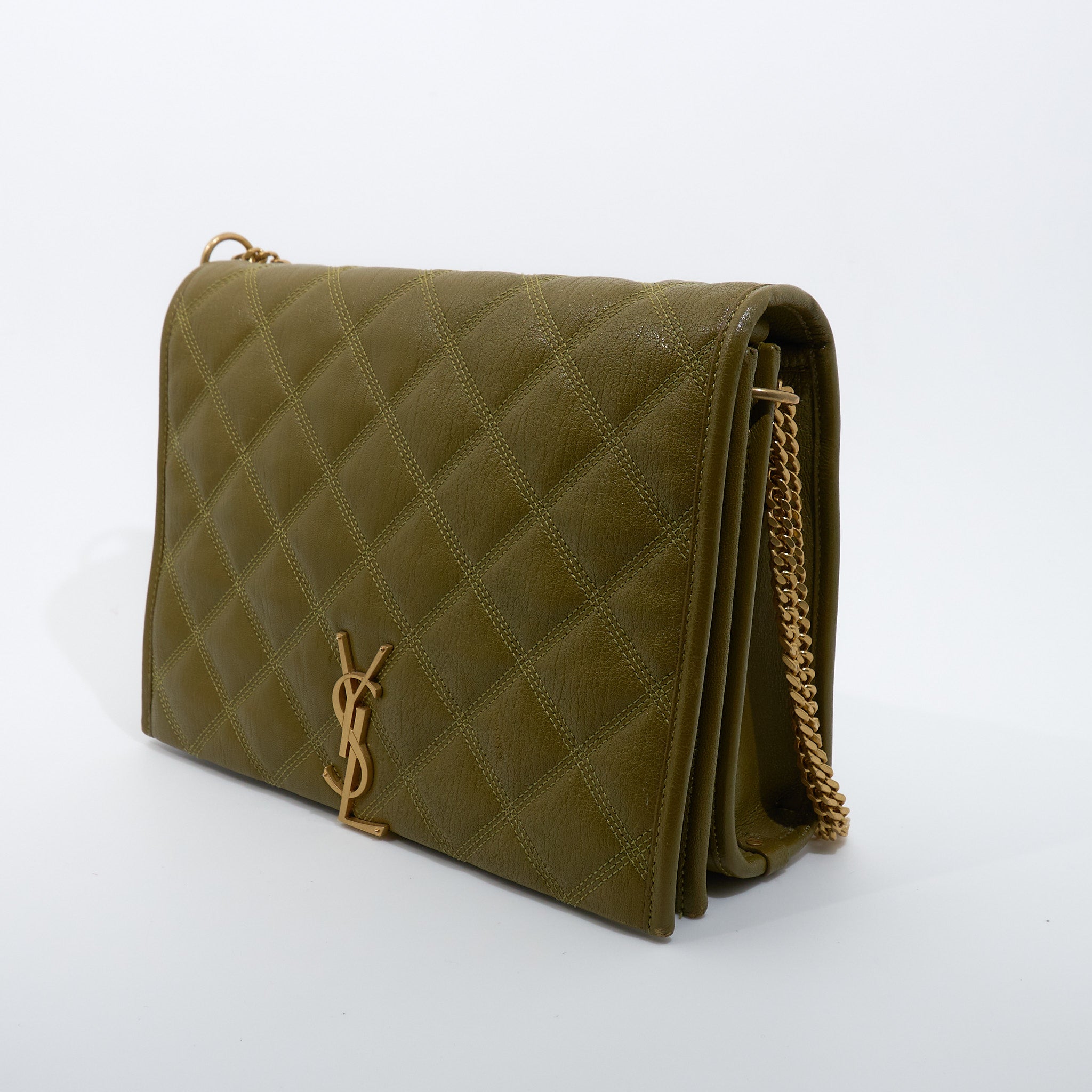 Saint Laurent Becky Chain Bag Olive Gold