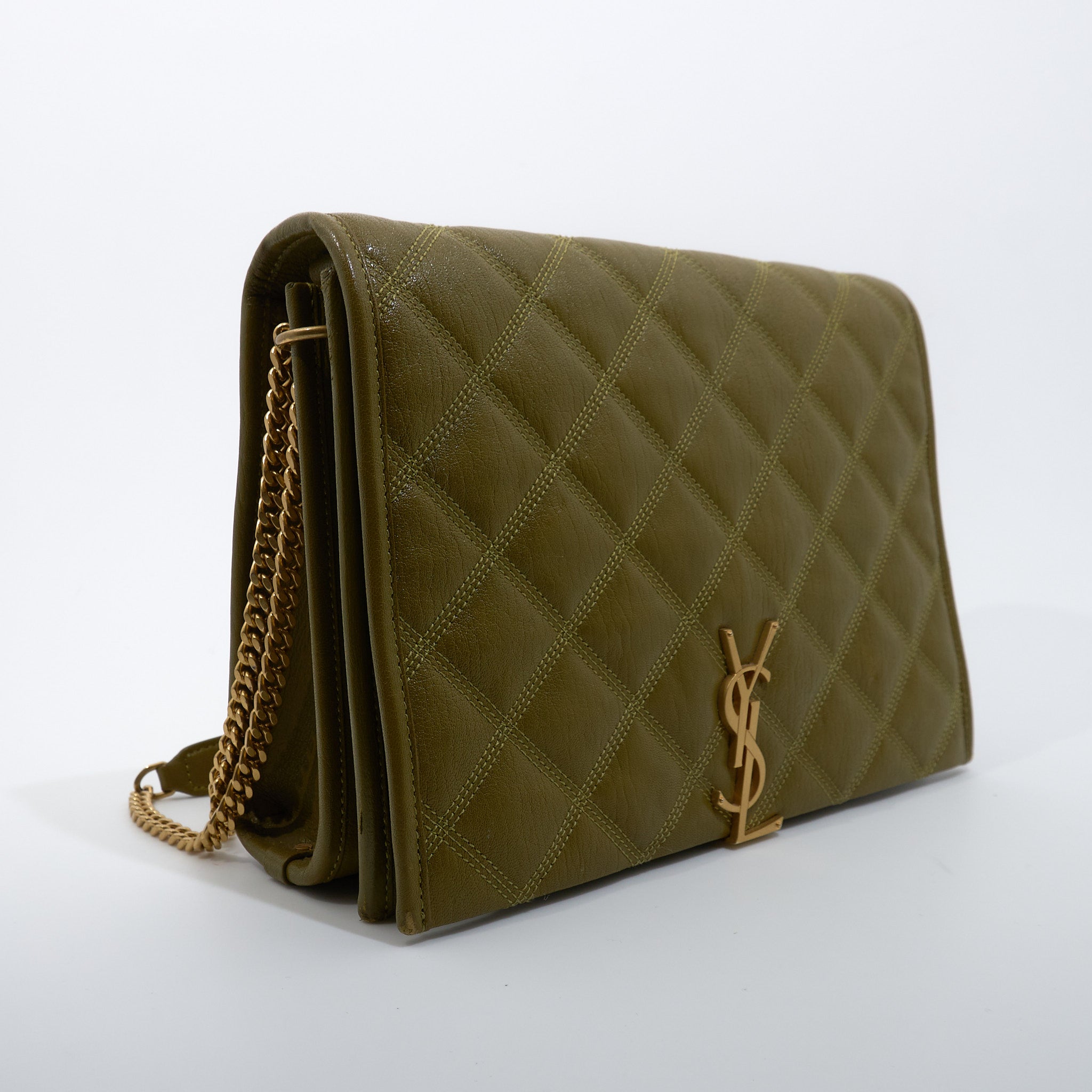 Saint Laurent Becky Chain Bag Olive Gold