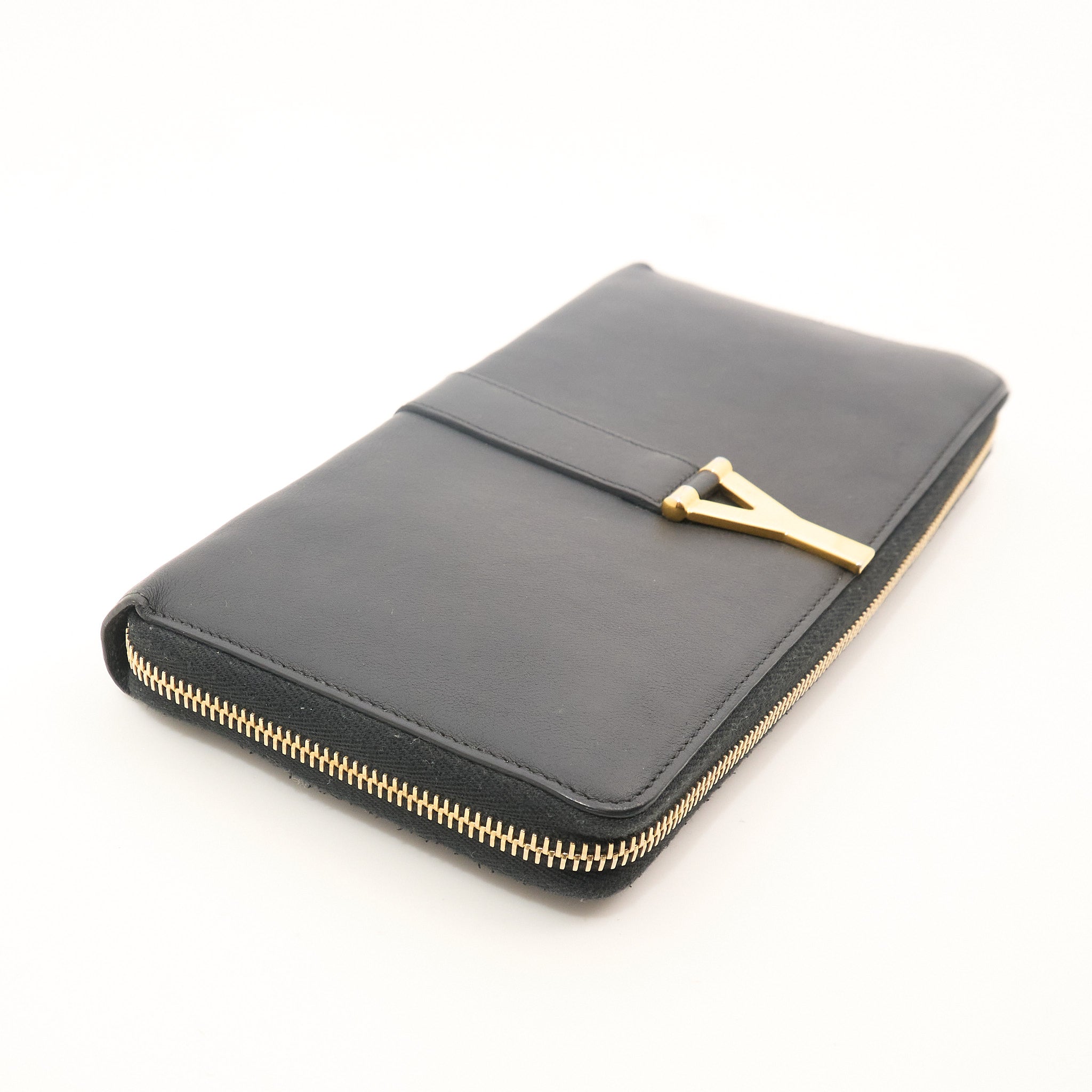 Saint Laurent Black Leather Zip Wallet
