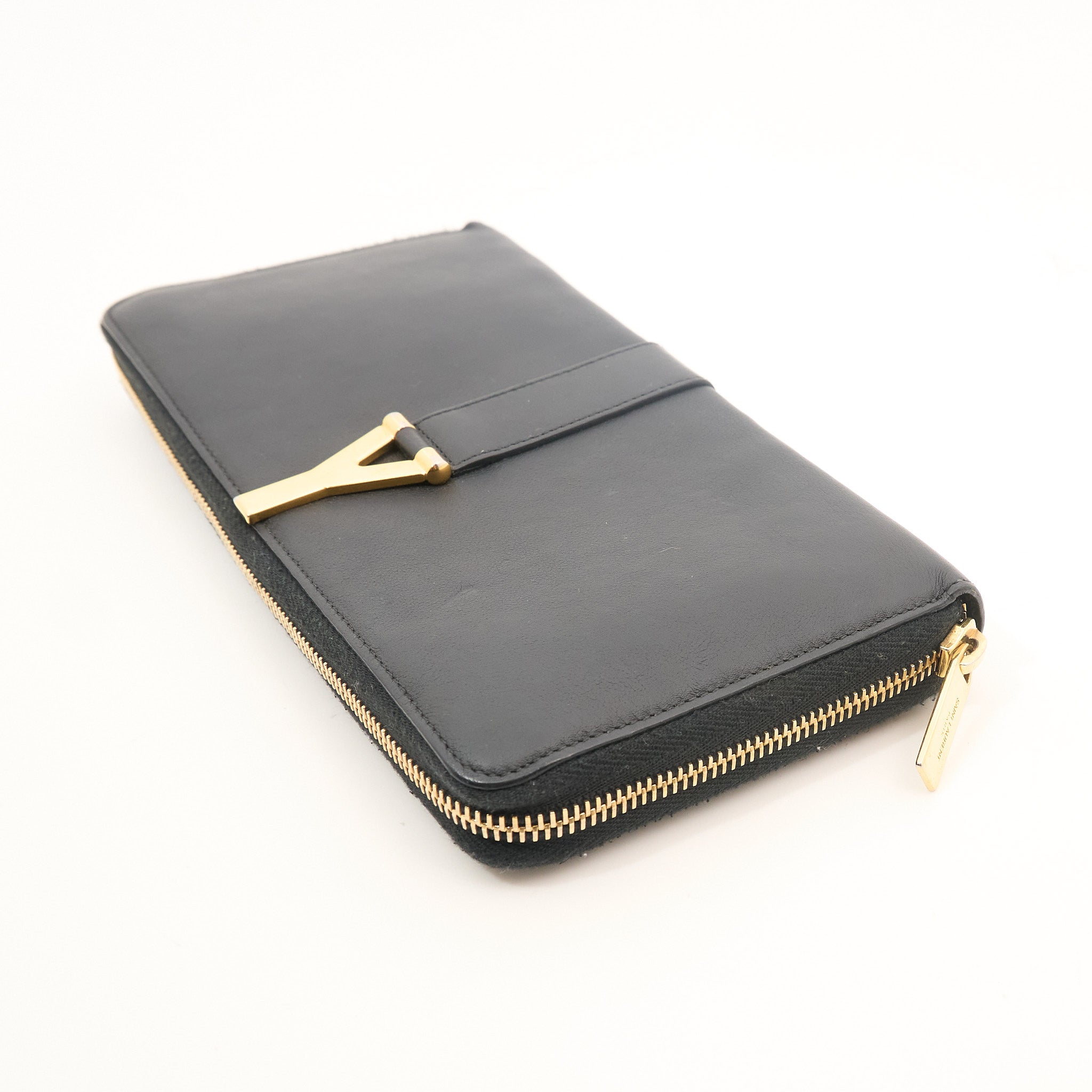 Saint Laurent Black Leather Zip Wallet
