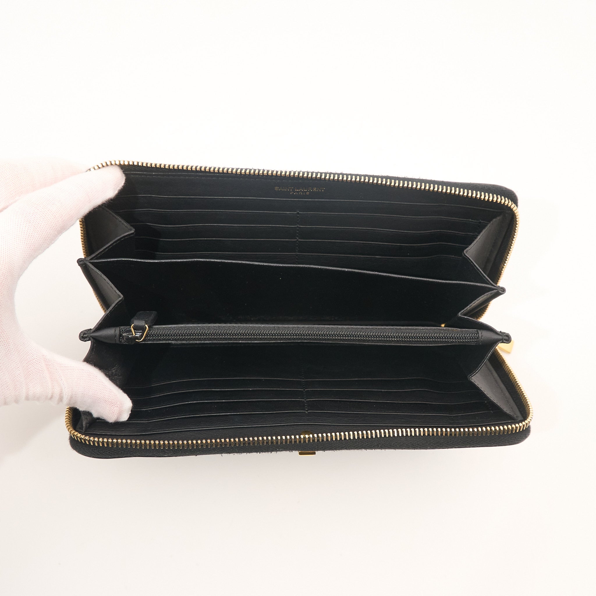 Saint Laurent Black Leather Zip Wallet