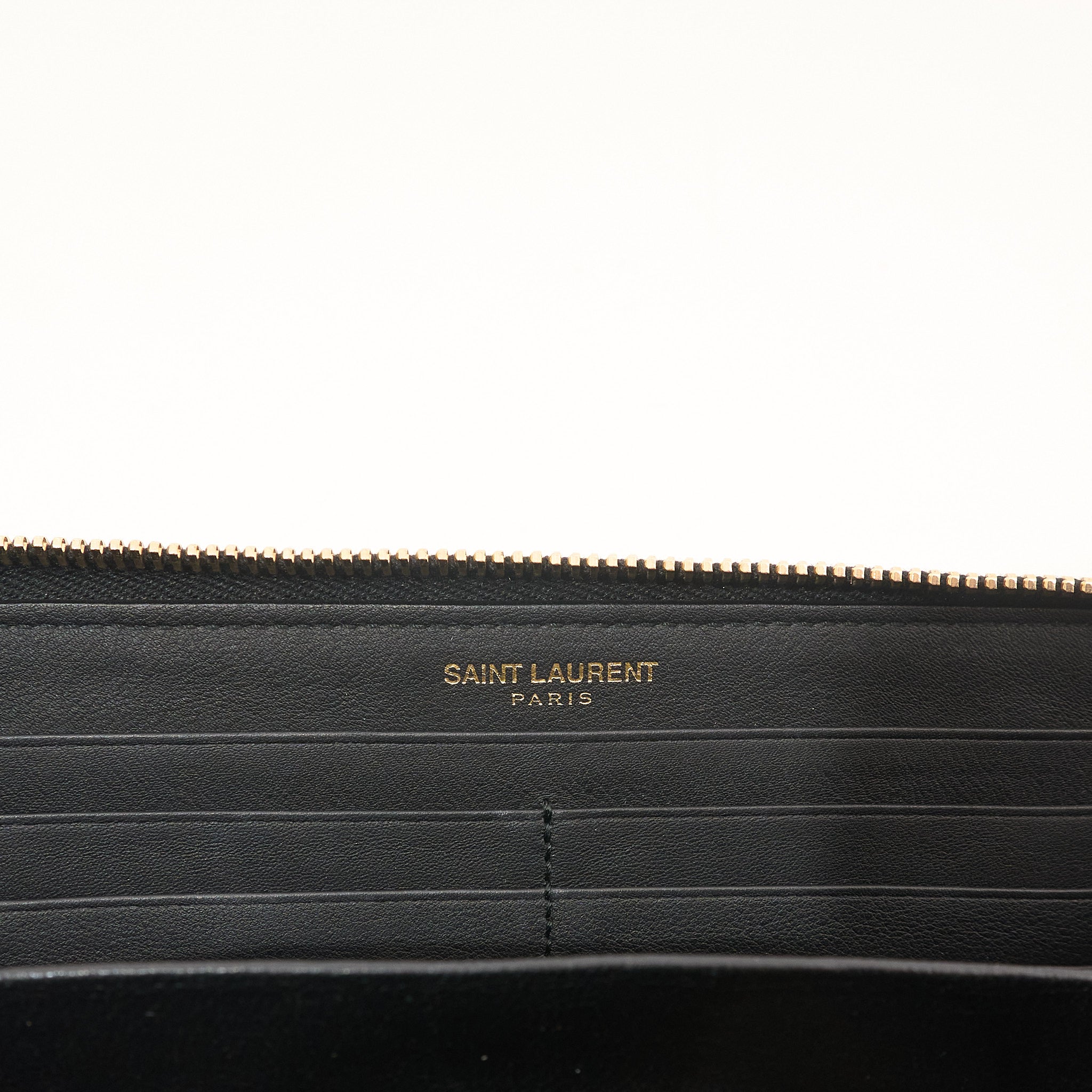 Saint Laurent Black Leather Zip Wallet