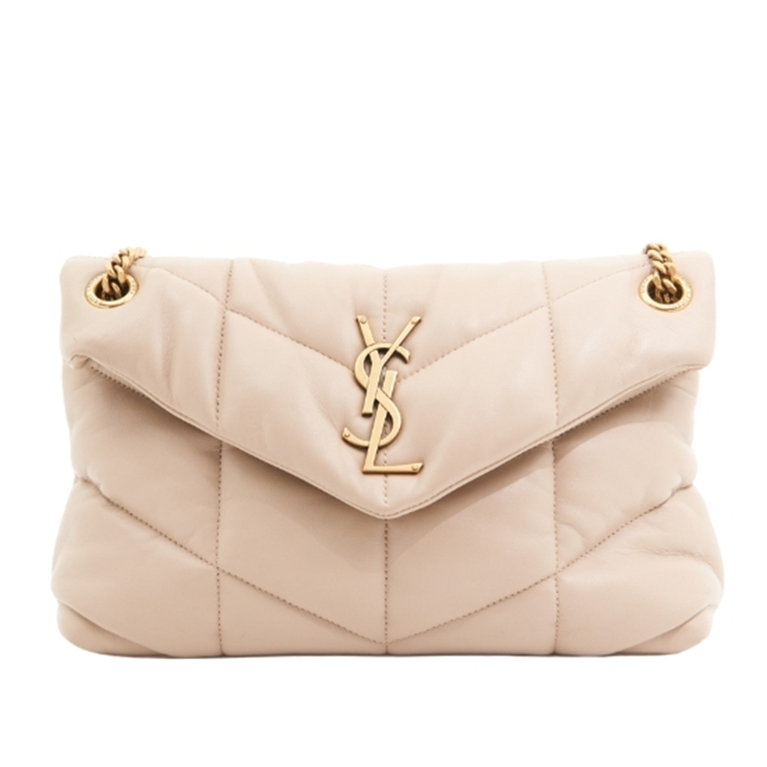 Saint Laurent LouLou Puffer Bag in Beige