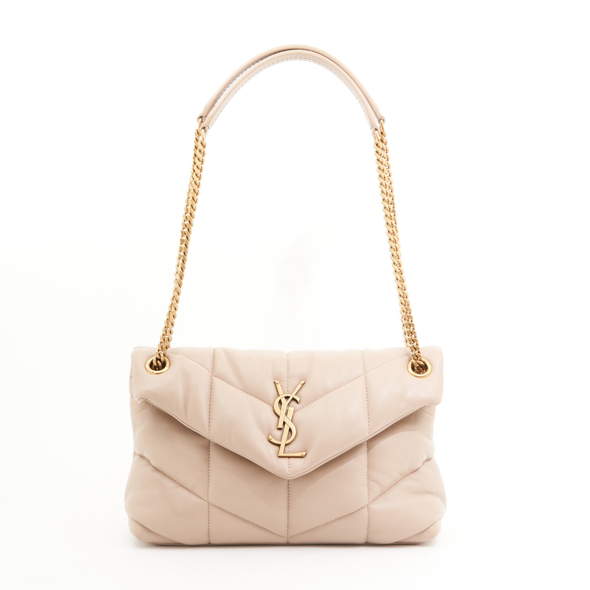 Saint Laurent LouLou Puffer Bag in Beige