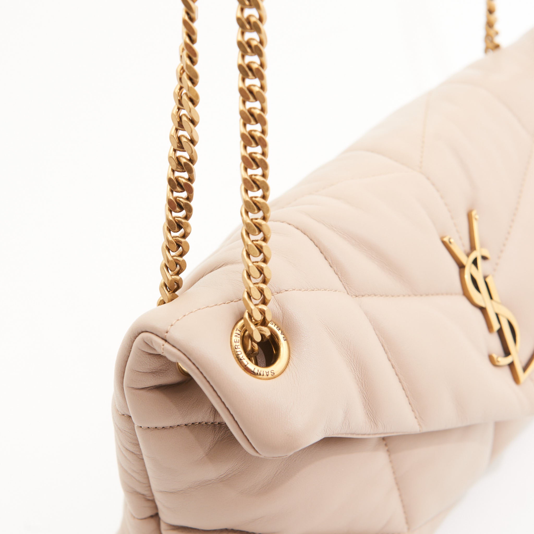 Saint Laurent LouLou Puffer Bag in Beige