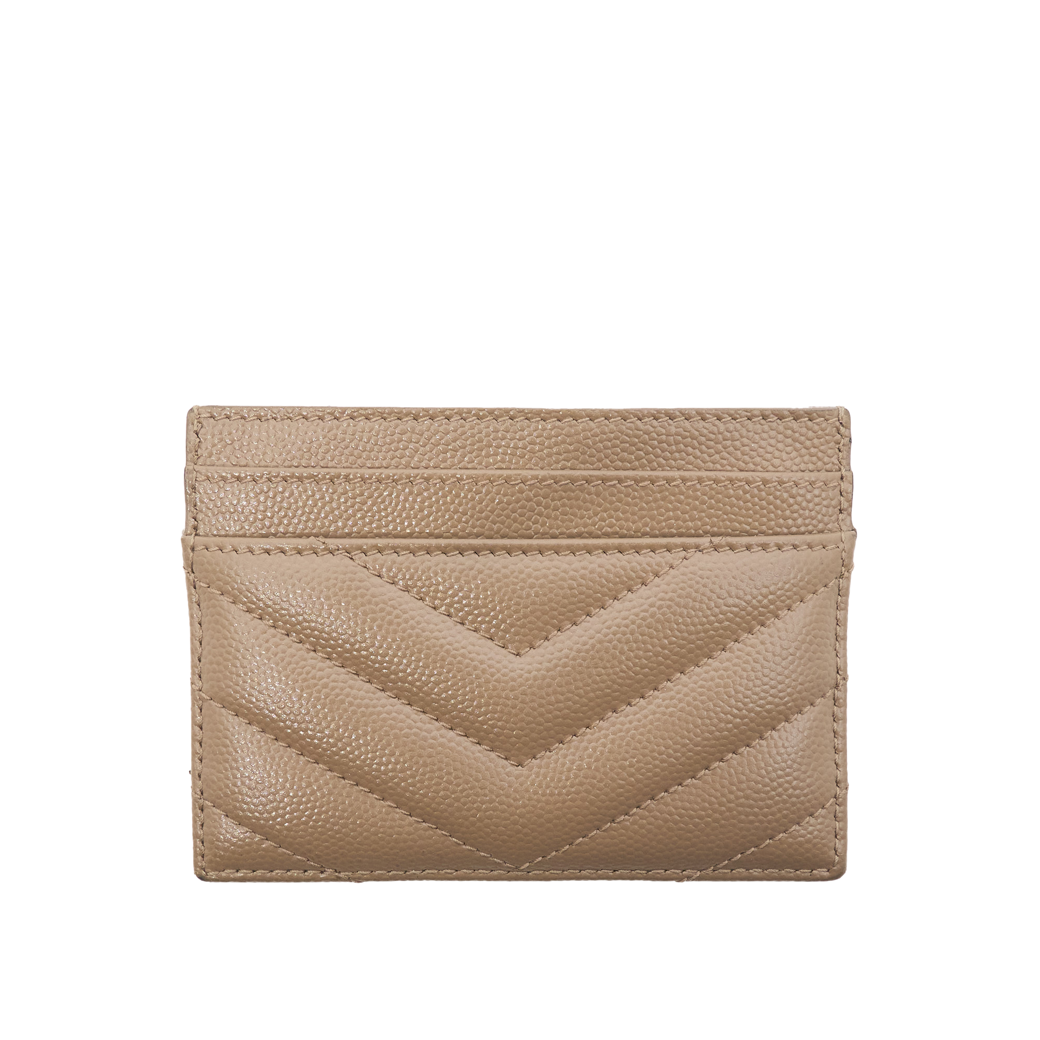 Saint Laurent Cassandre Matelassé Card Wallet In Grain De Poudre Leather