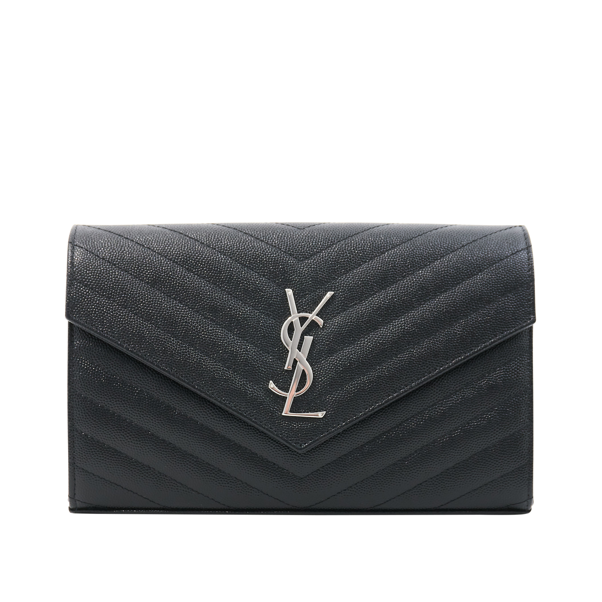 Saint Laurent Cassandre Black Wallet on Chain Bag