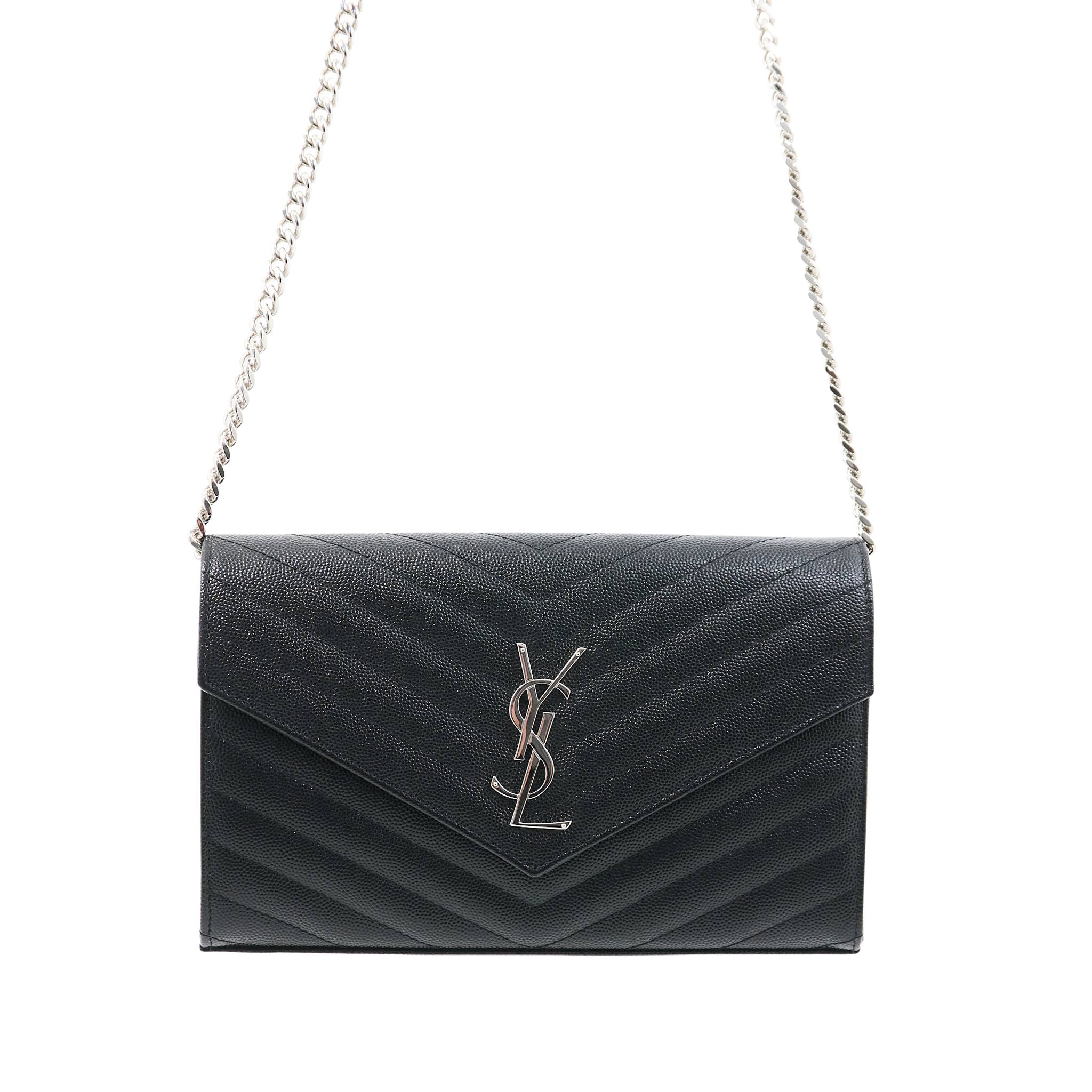 Saint Laurent Cassandre Black Wallet on Chain Bag