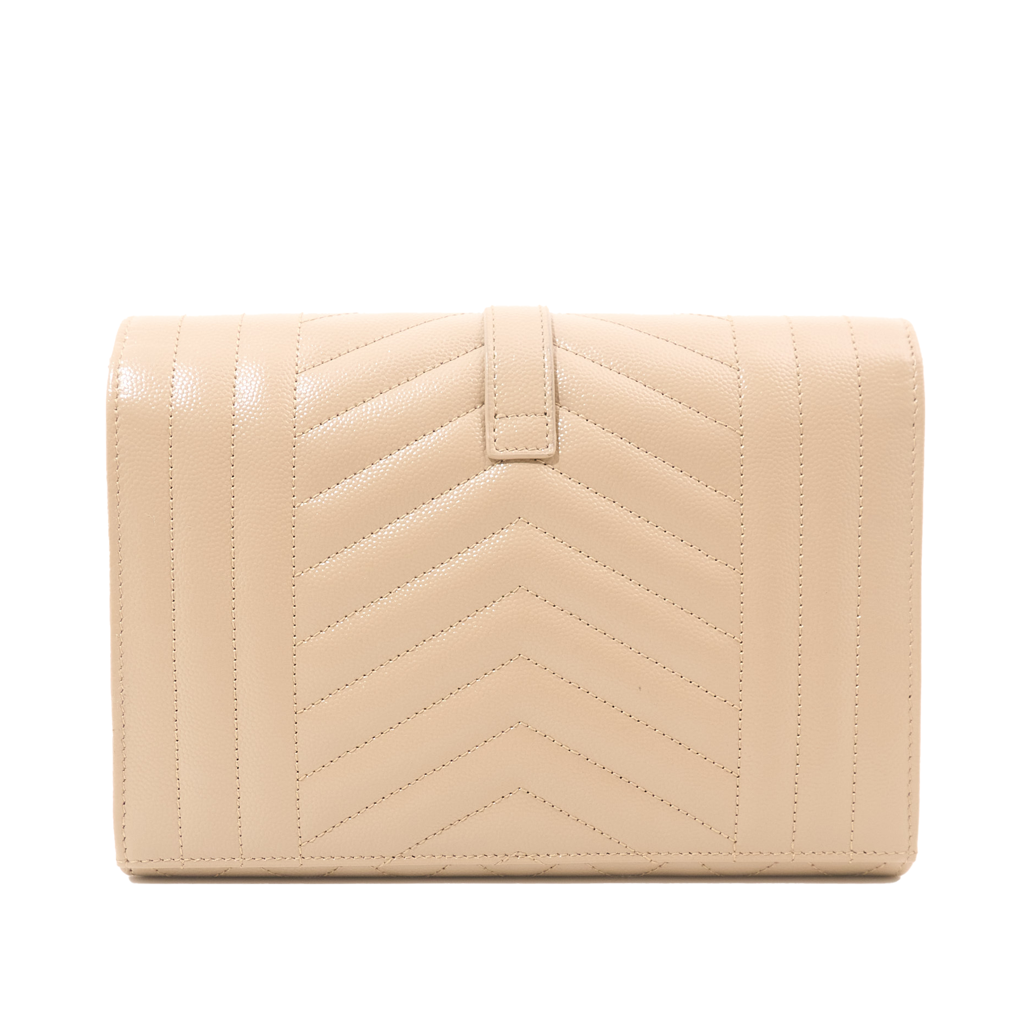 Saint Laurent Cassandre Beige Envelope Matelassé Leather Clutch