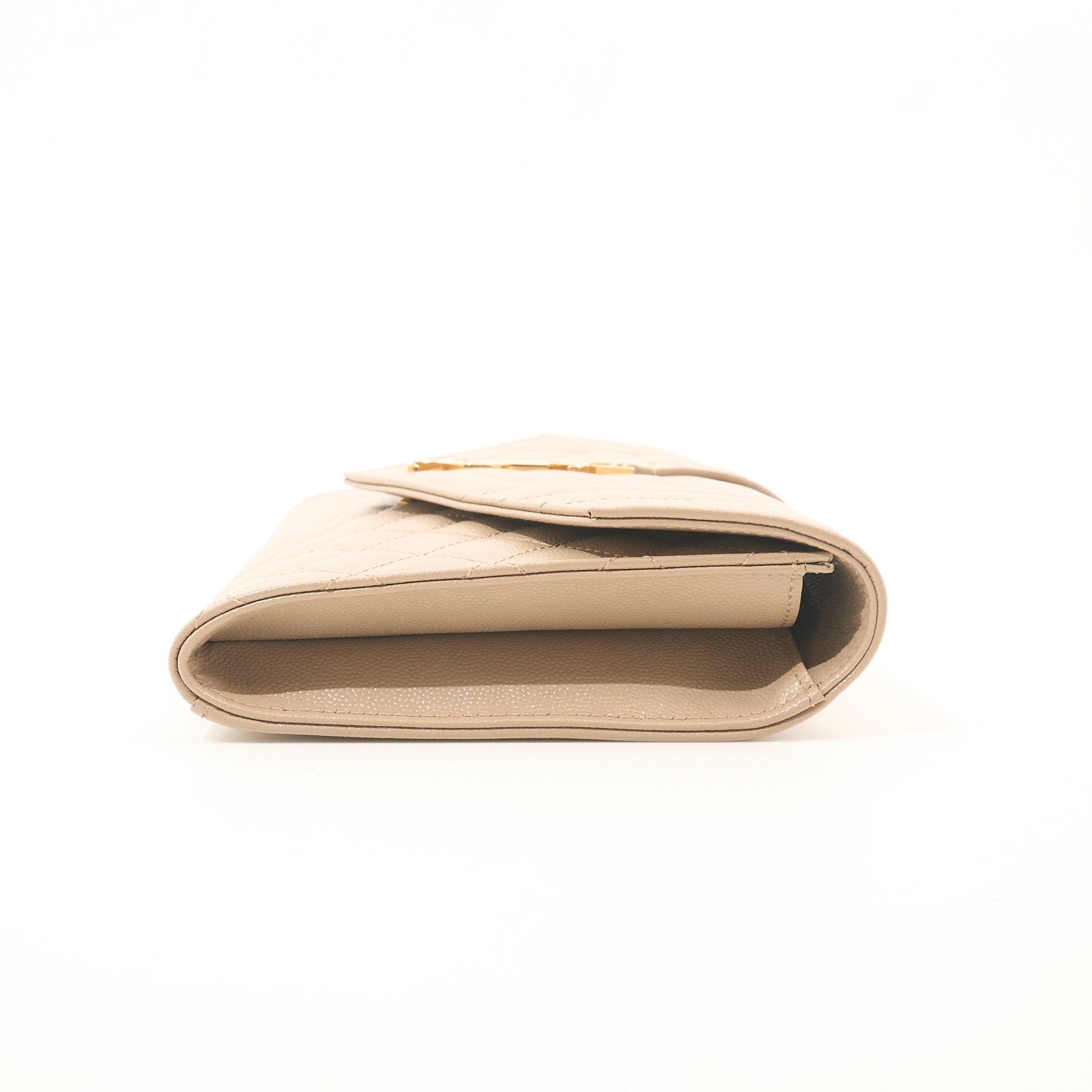 Saint Laurent Cassandre Beige Envelope Matelassé Leather Clutch