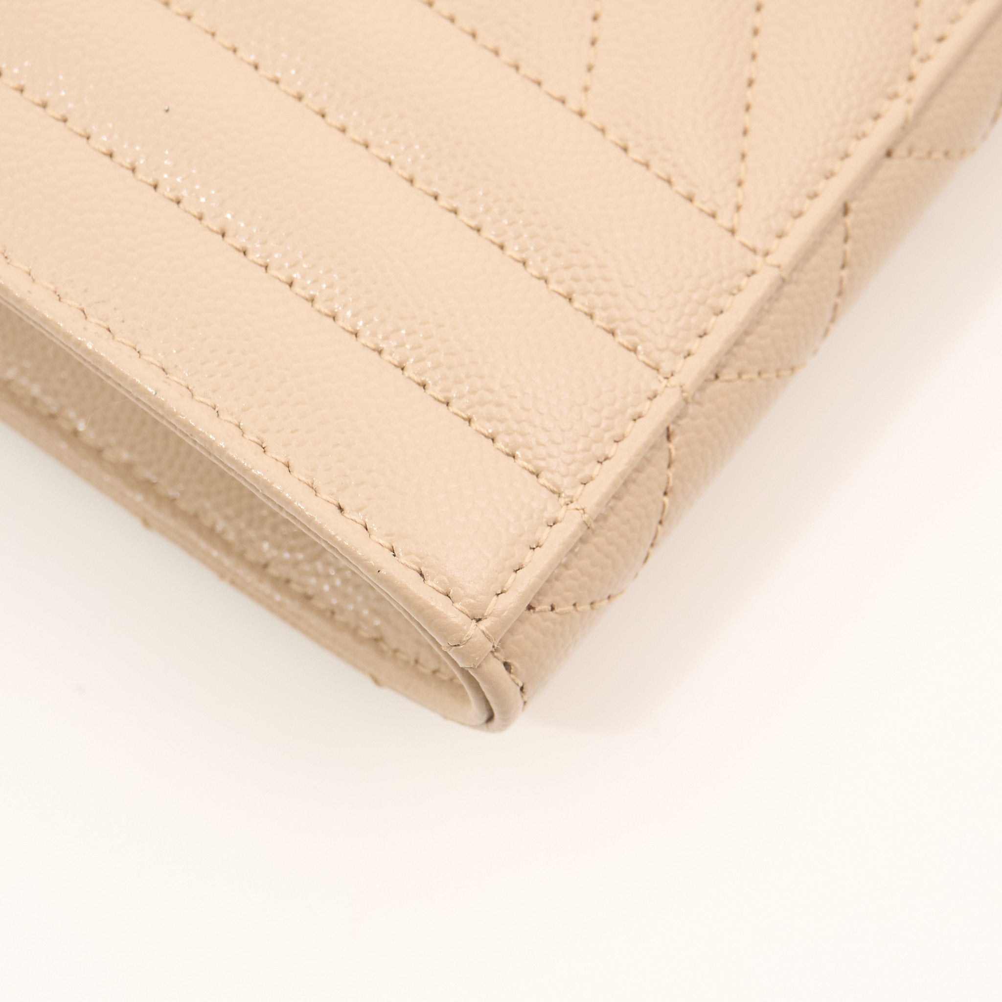 Saint Laurent Cassandre Beige Envelope Matelassé Leather Clutch