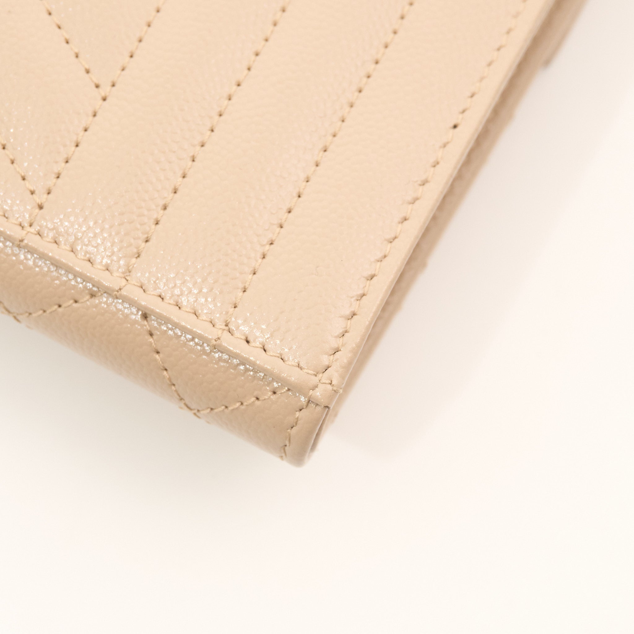 Saint Laurent Cassandre Beige Envelope Matelassé Leather Clutch
