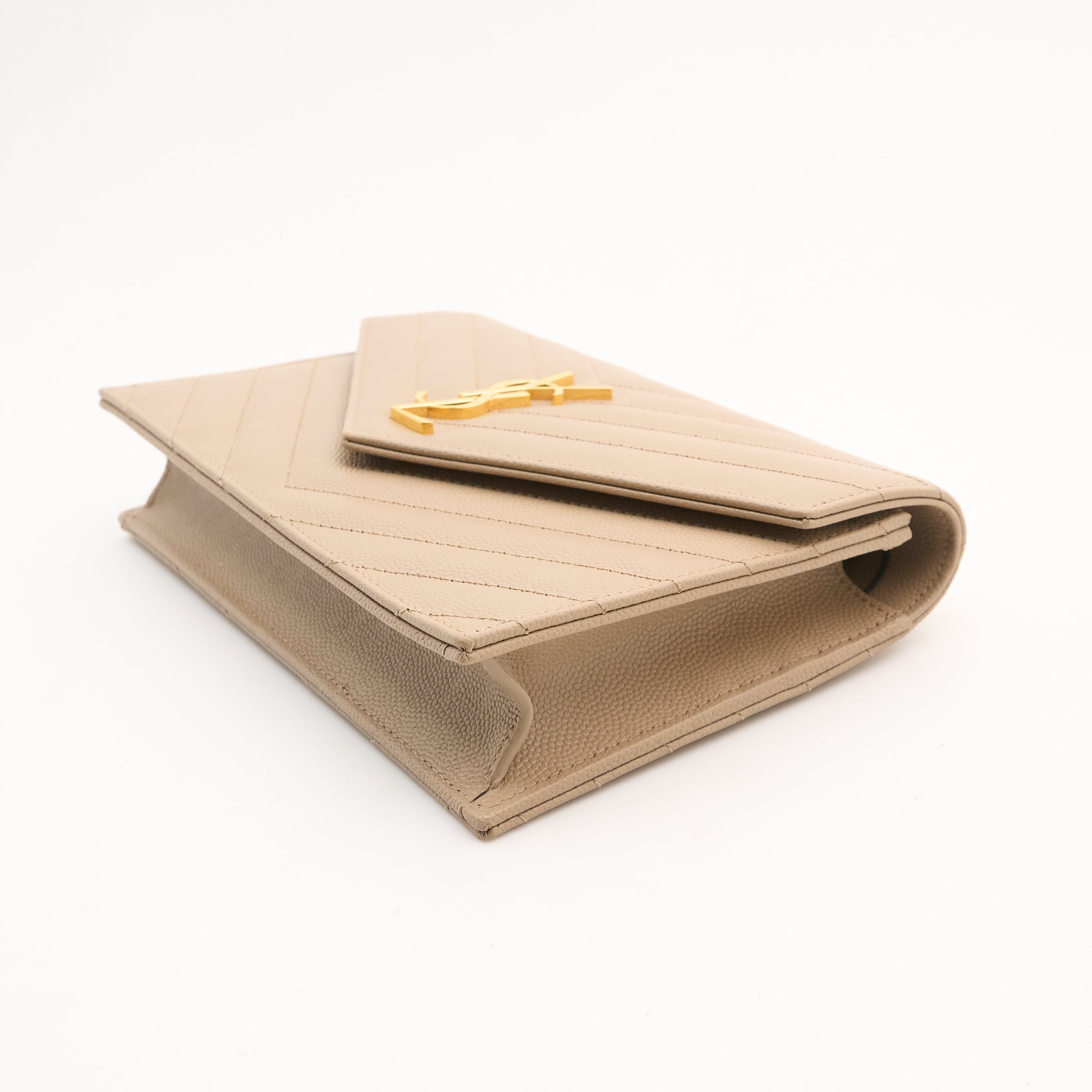Saint Laurent Cassandre Beige Wallet On Chain Bag
