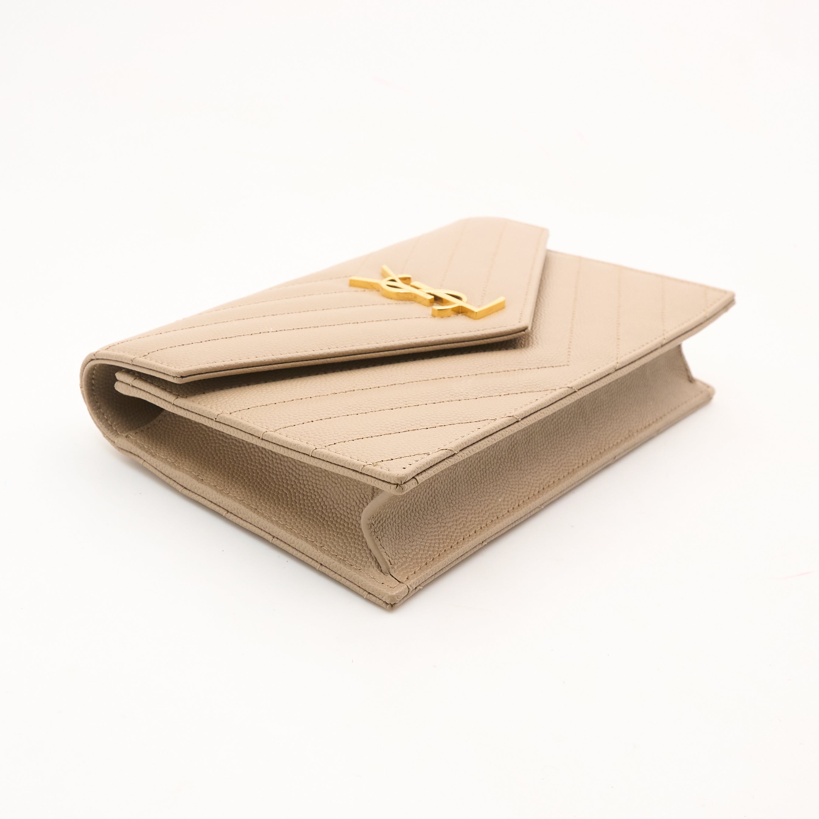 Saint Laurent Cassandre Beige Wallet On Chain Bag