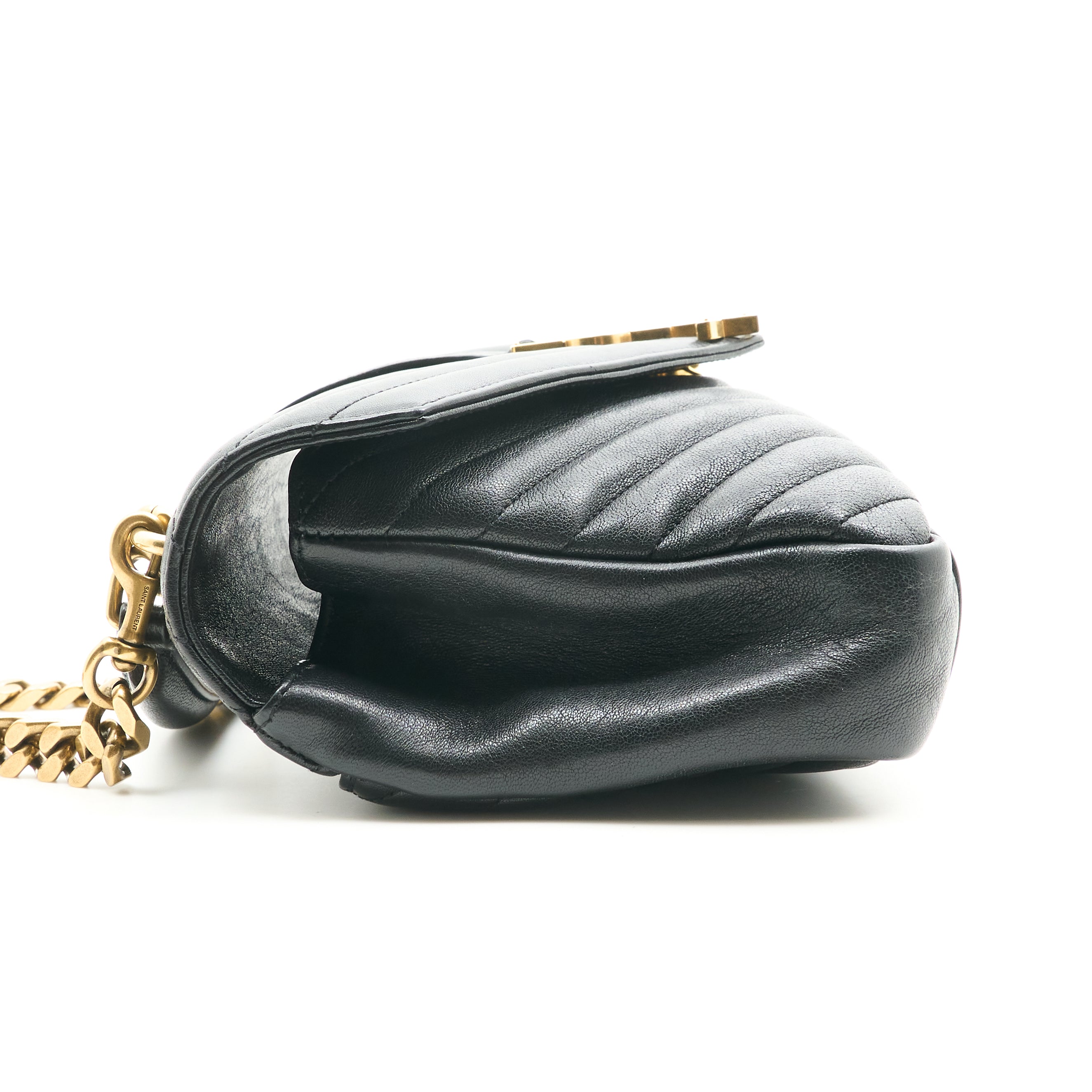 Saint Laurent College Bag In Quilted Black Leather