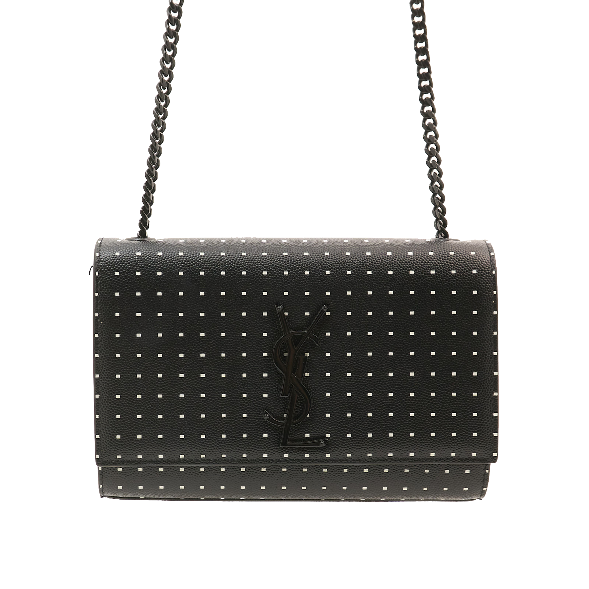 Saint Laurent Kate Black and White Leather Chain Bag