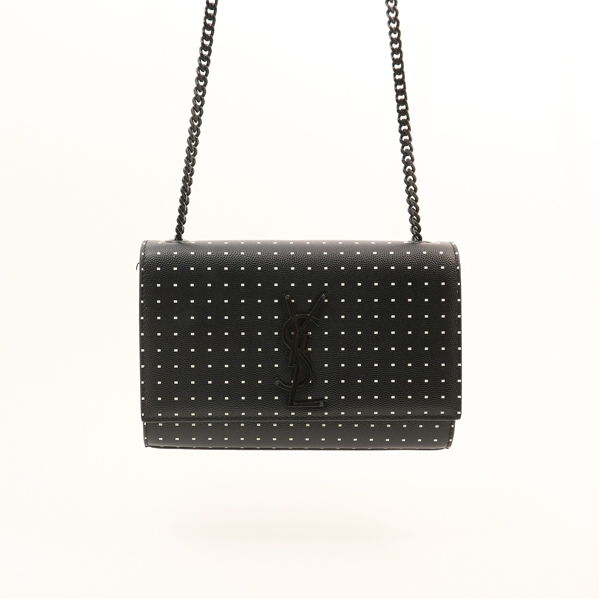 Saint Laurent Kate Black and White Leather Chain Bag