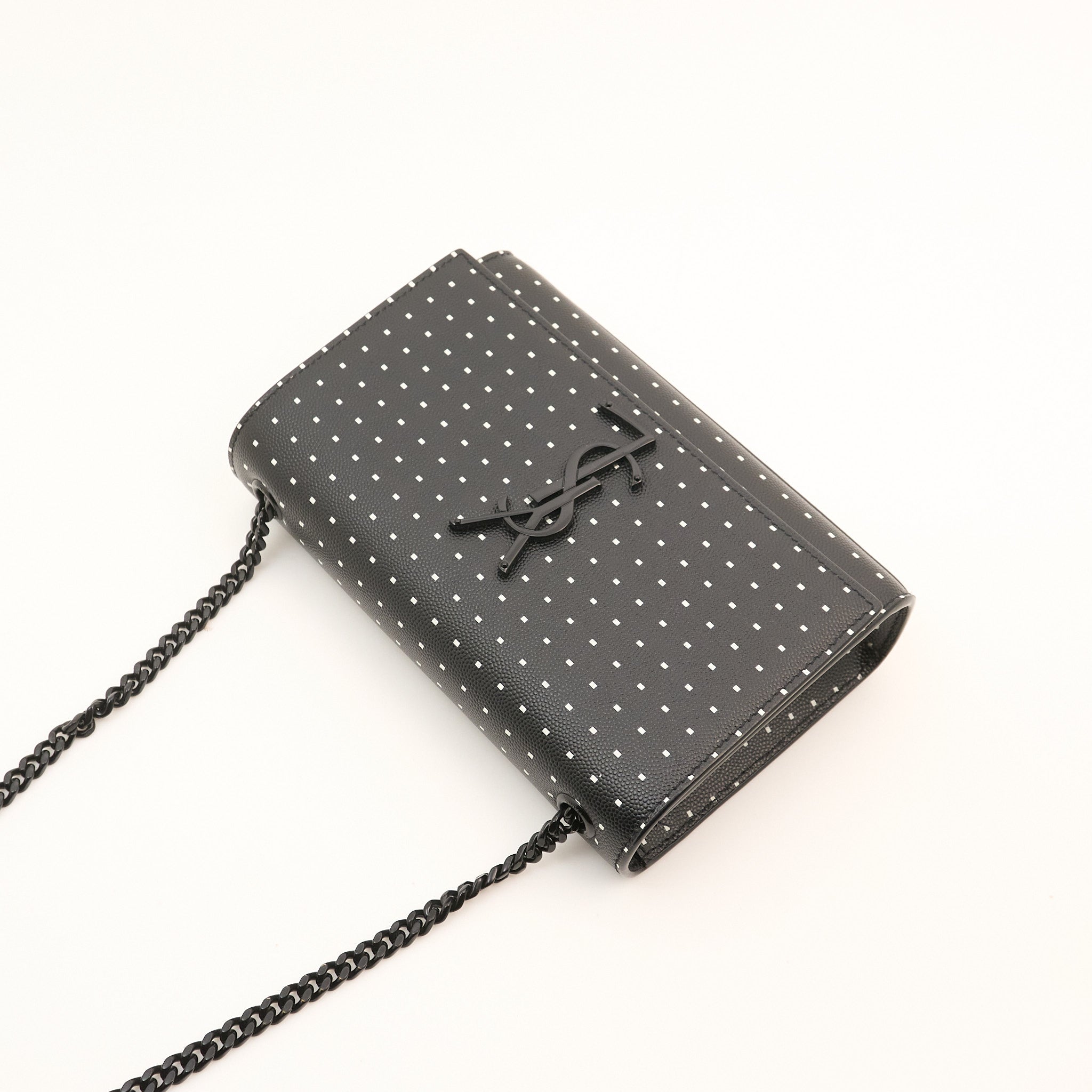 Saint Laurent Kate Black and White Leather Chain Bag