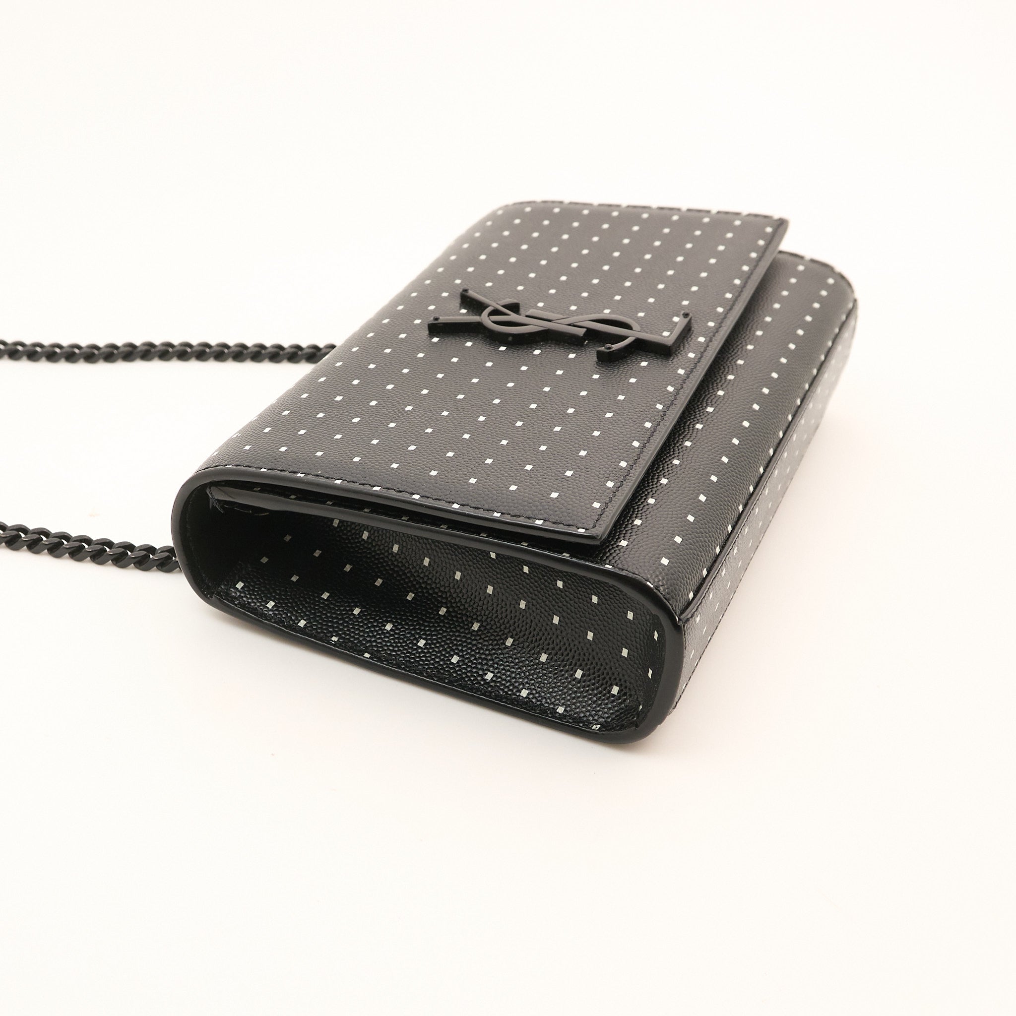 Saint Laurent Kate Black and White Leather Chain Bag
