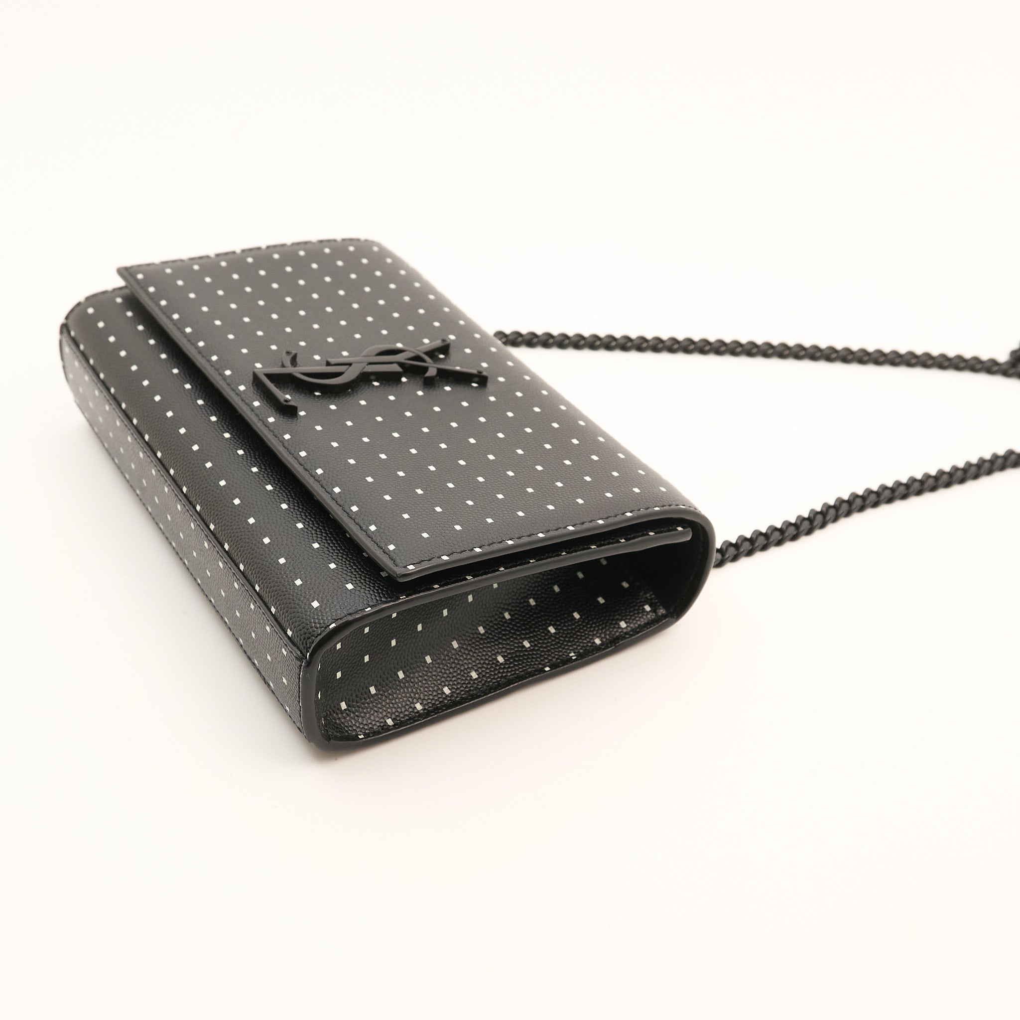 Saint Laurent Kate Black and White Leather Chain Bag