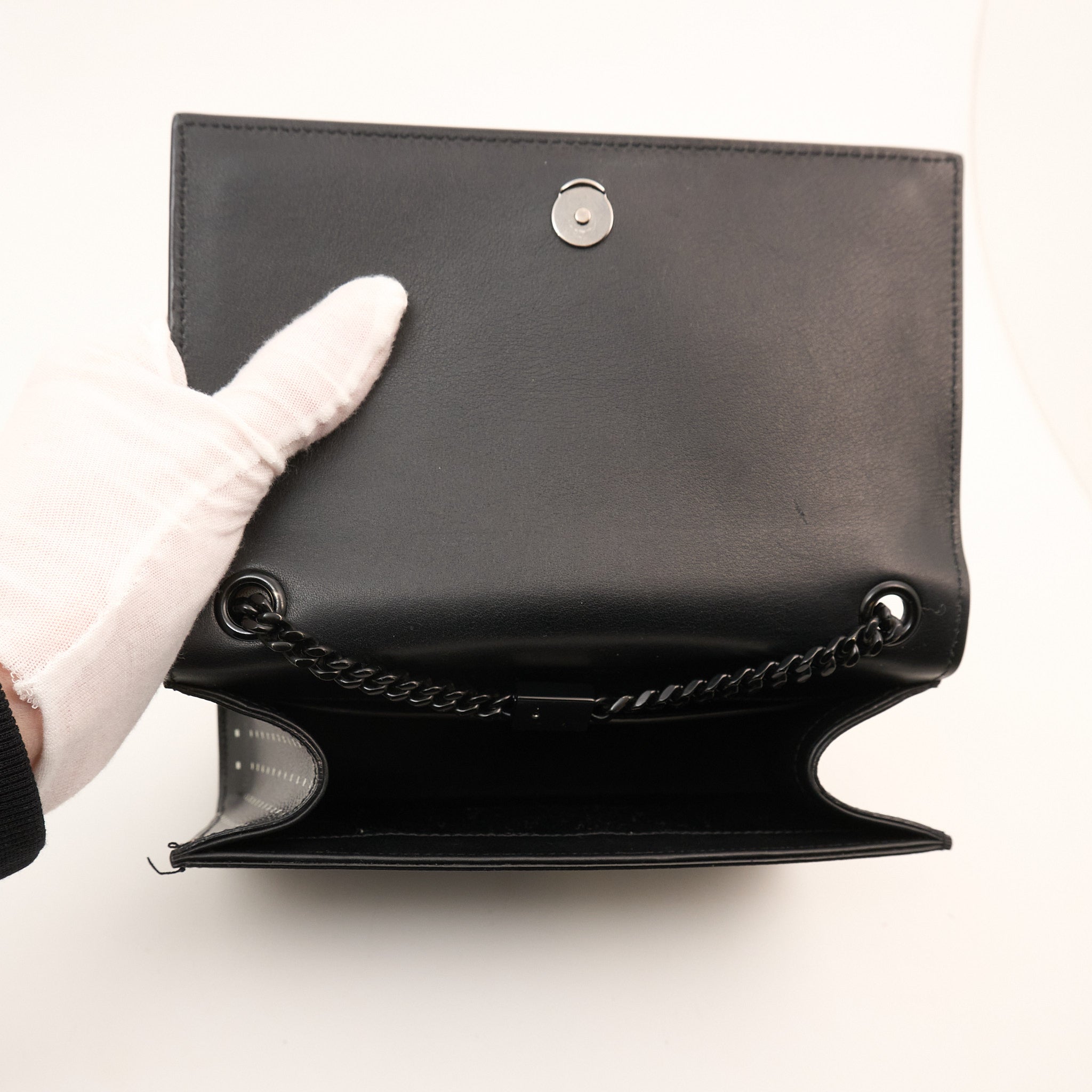 Saint Laurent Kate Black and White Leather Chain Bag