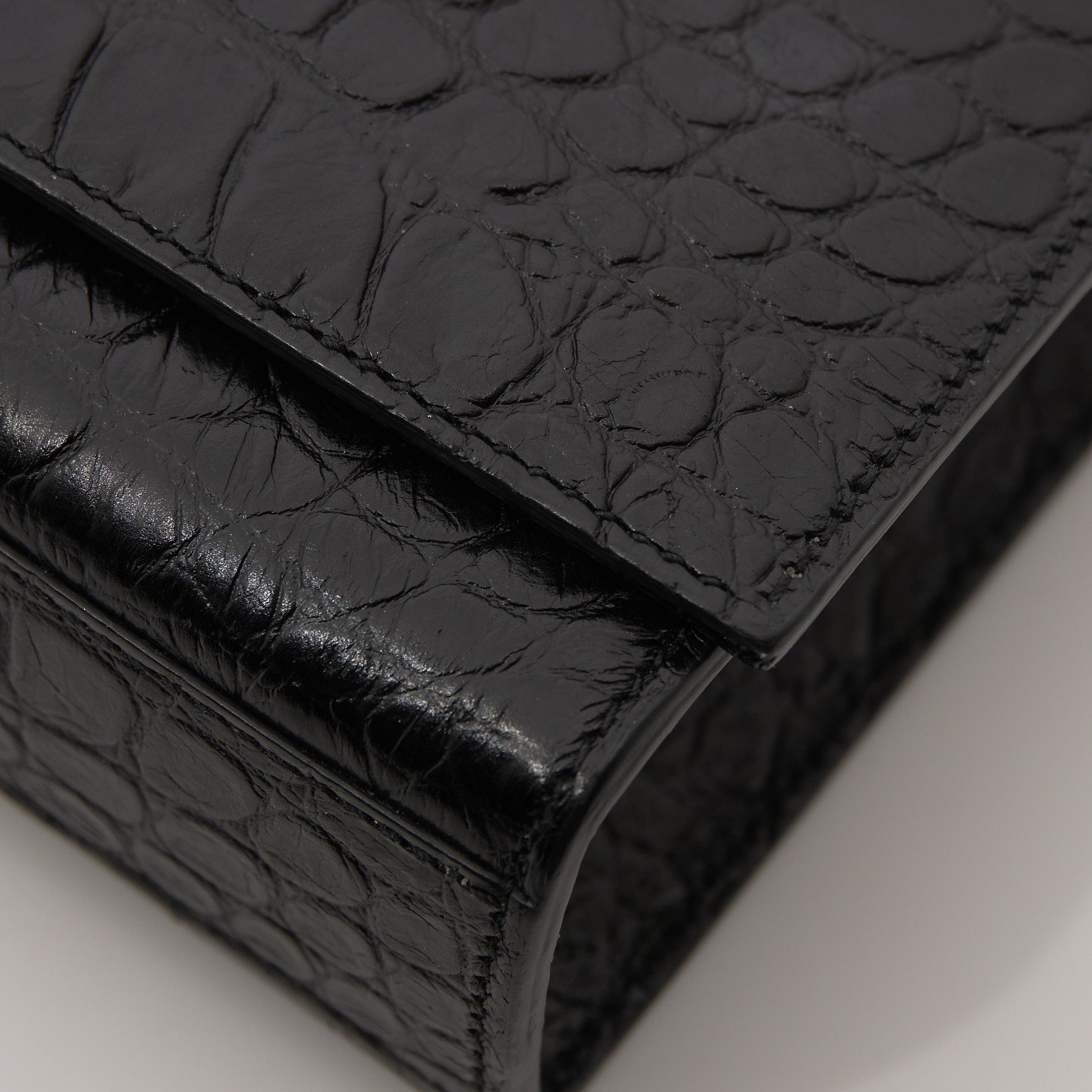 Saint Laurent Kate Tassel Bag in Black Croc-Embossed Leather