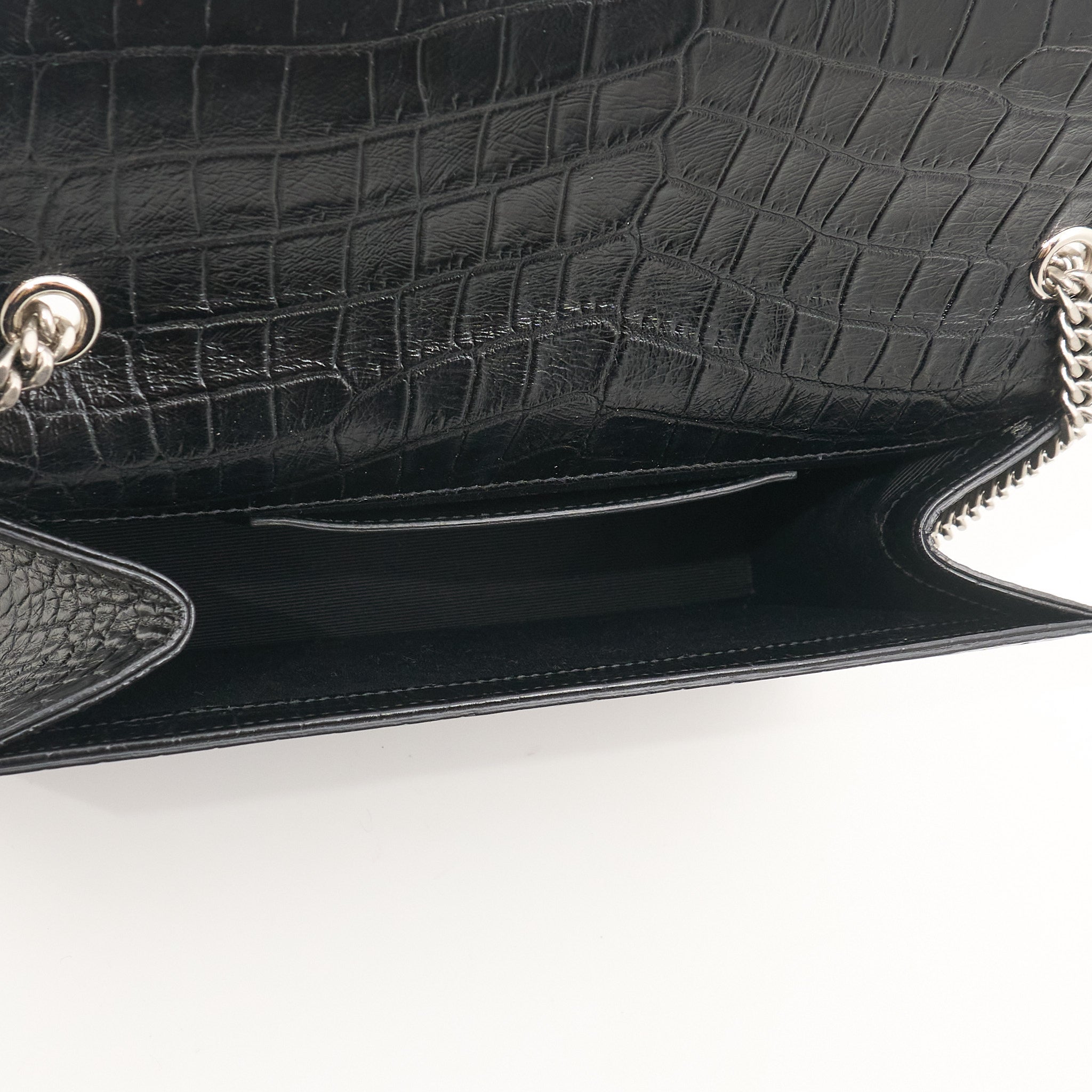 Saint Laurent Kate Tassel Bag in Croc-Embossed Leather