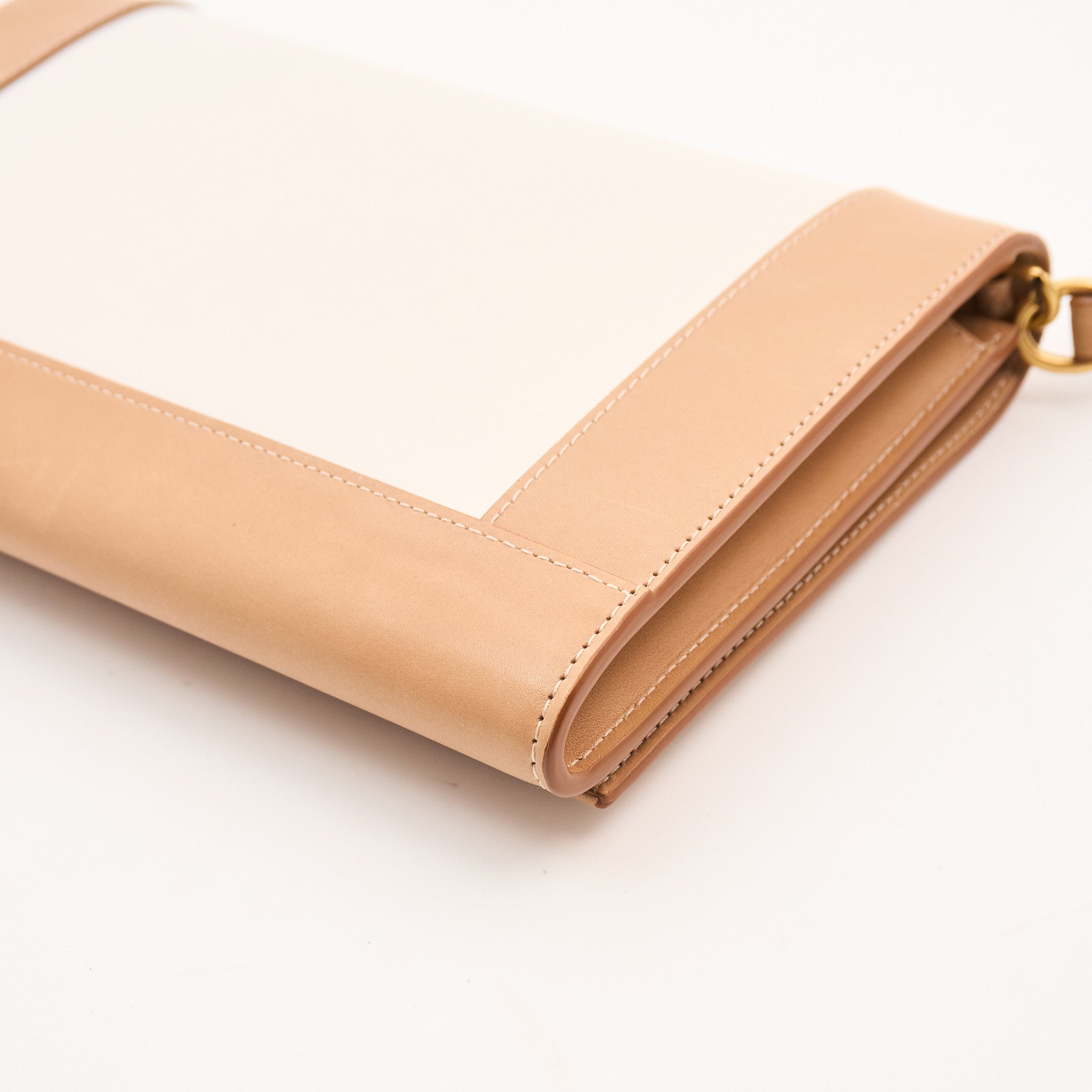 Saint Laurent Leather Clutch Beige Ivory
