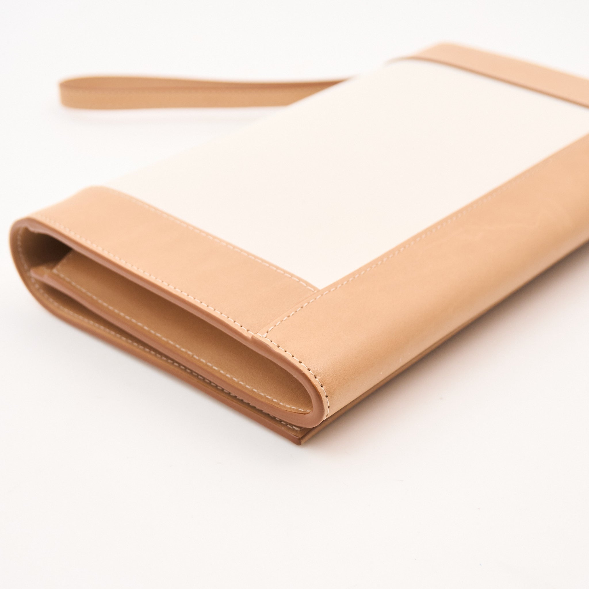 Saint Laurent Leather Clutch Beige Ivory