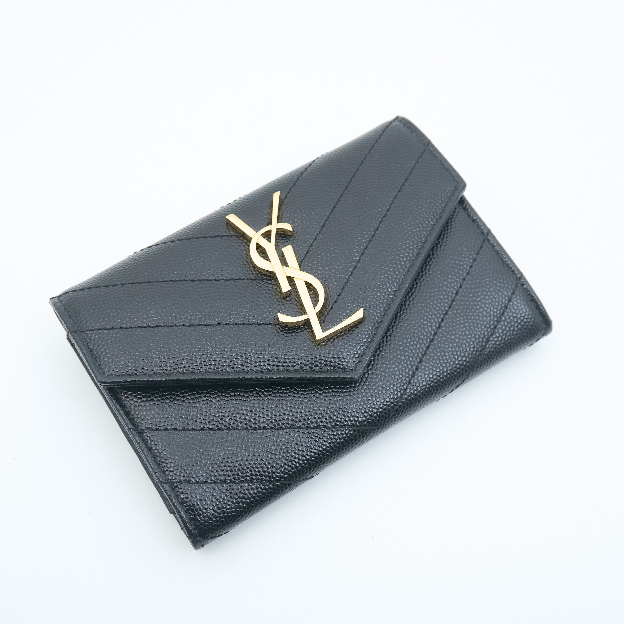 Saint Laurent Cassandre Matelasse Small Wallet In Black