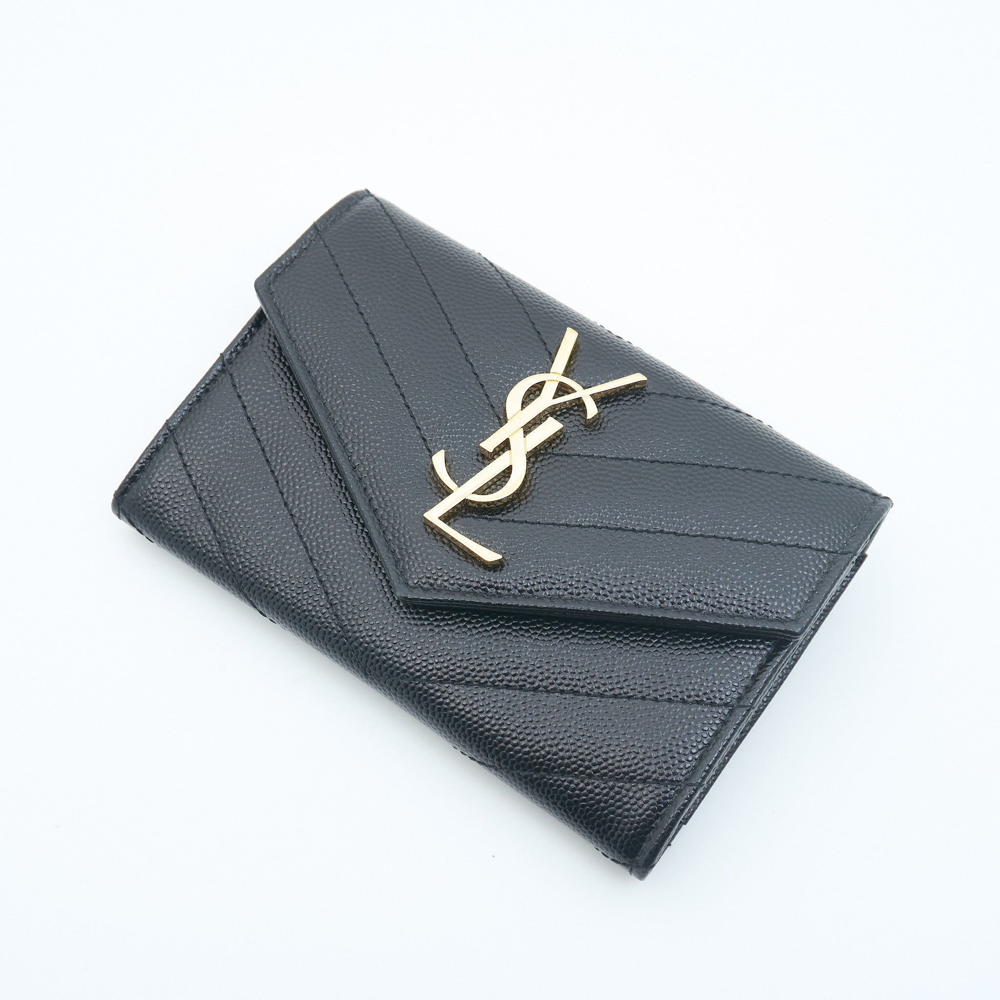 Saint Laurent Cassandre Matelasse Small Wallet In Black