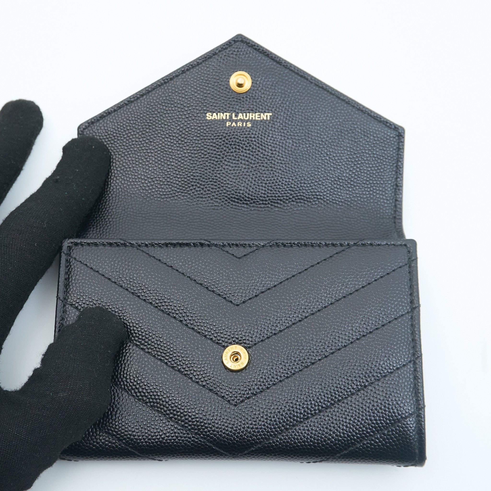 Saint Laurent Cassandre Matelasse Small Wallet In Black