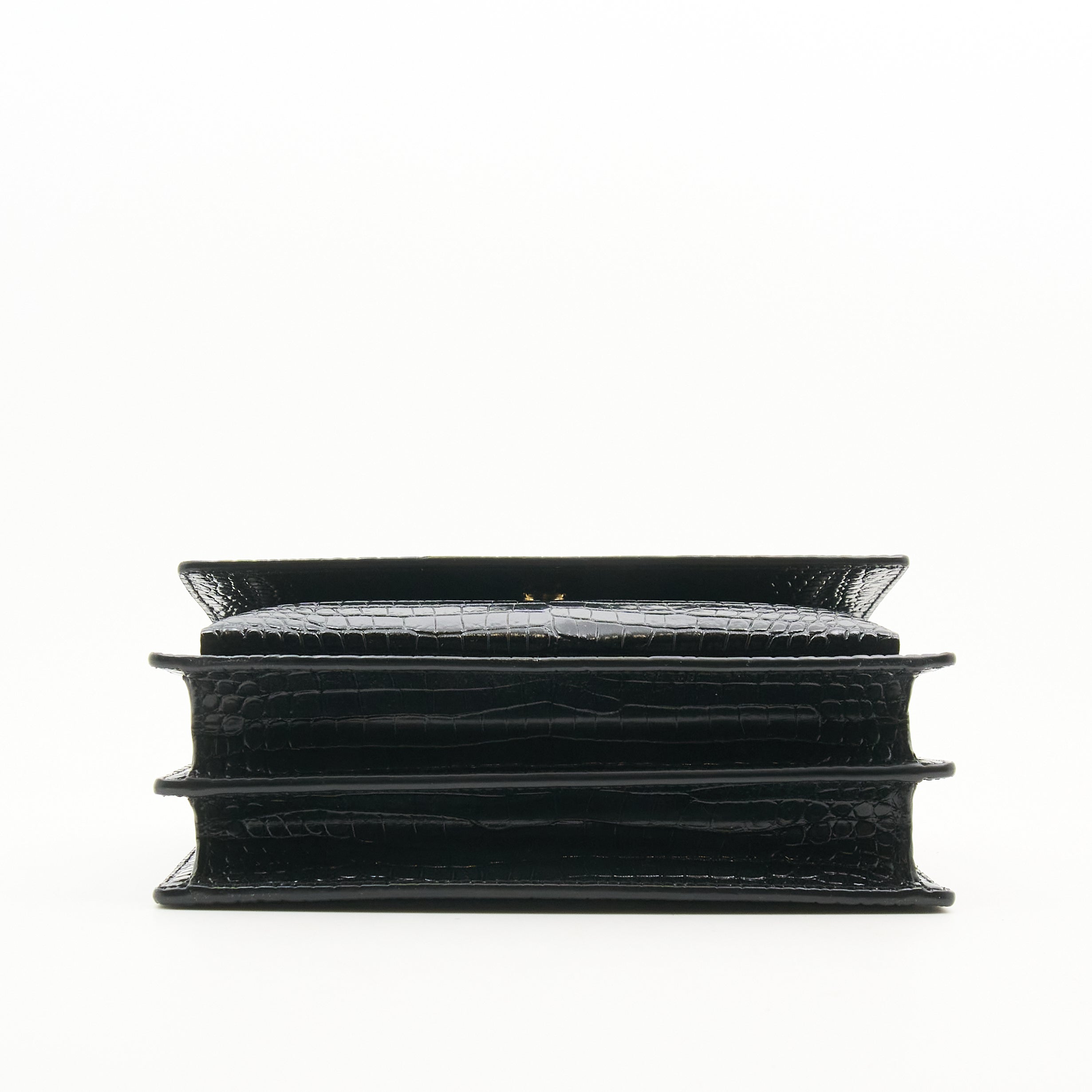 Saint Laurent Sunset Black Croc Embossed Bag