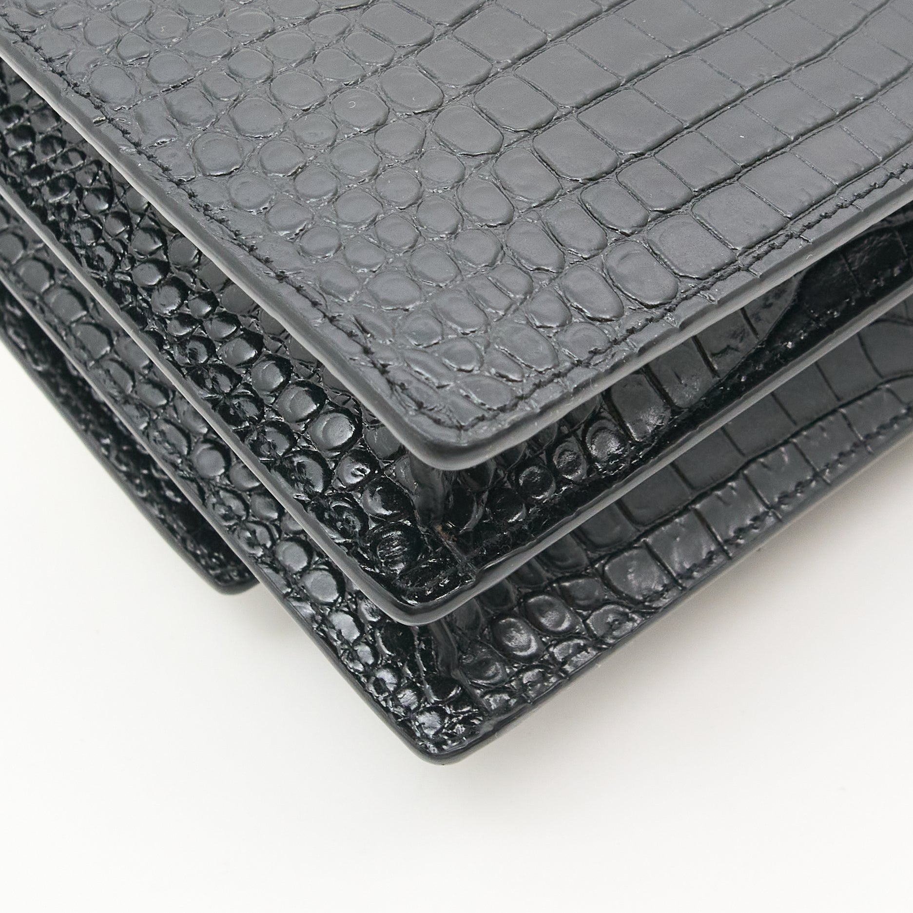 Saint Laurent Sunset Black Croc Embossed Bag