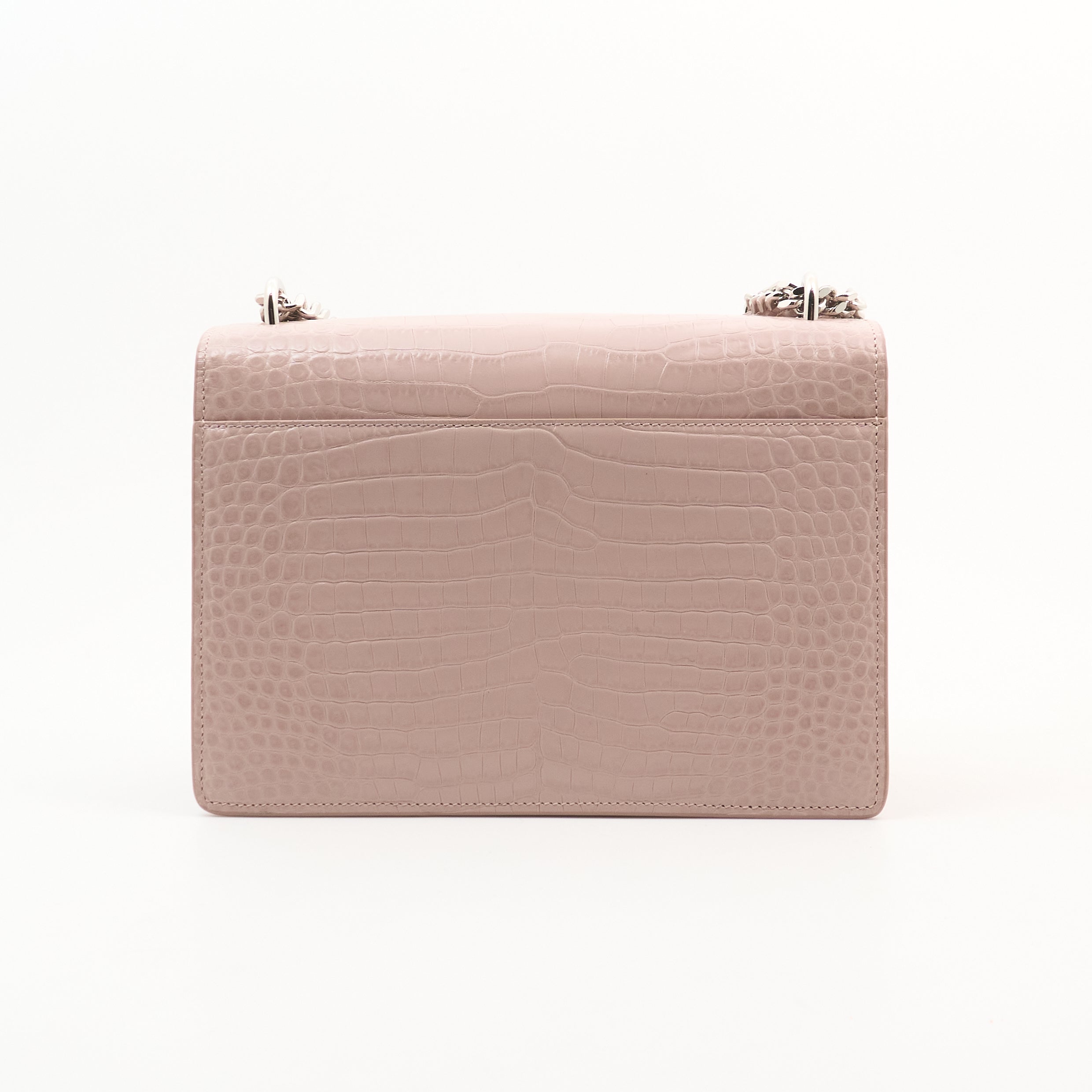 Saint Laurent Sunset In Blush Pink Croc Embossed Leather
