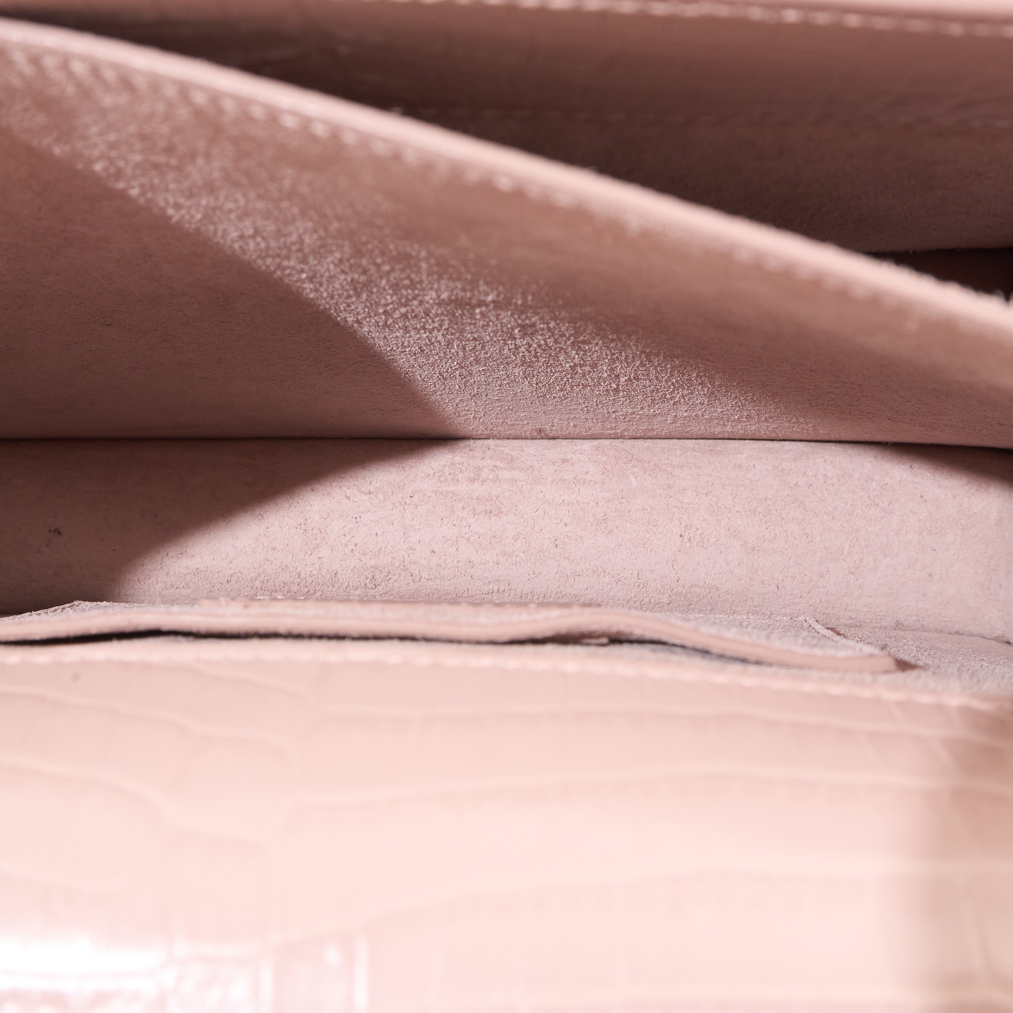 Saint Laurent Sunset In Blush Pink Croc Embossed Leather
