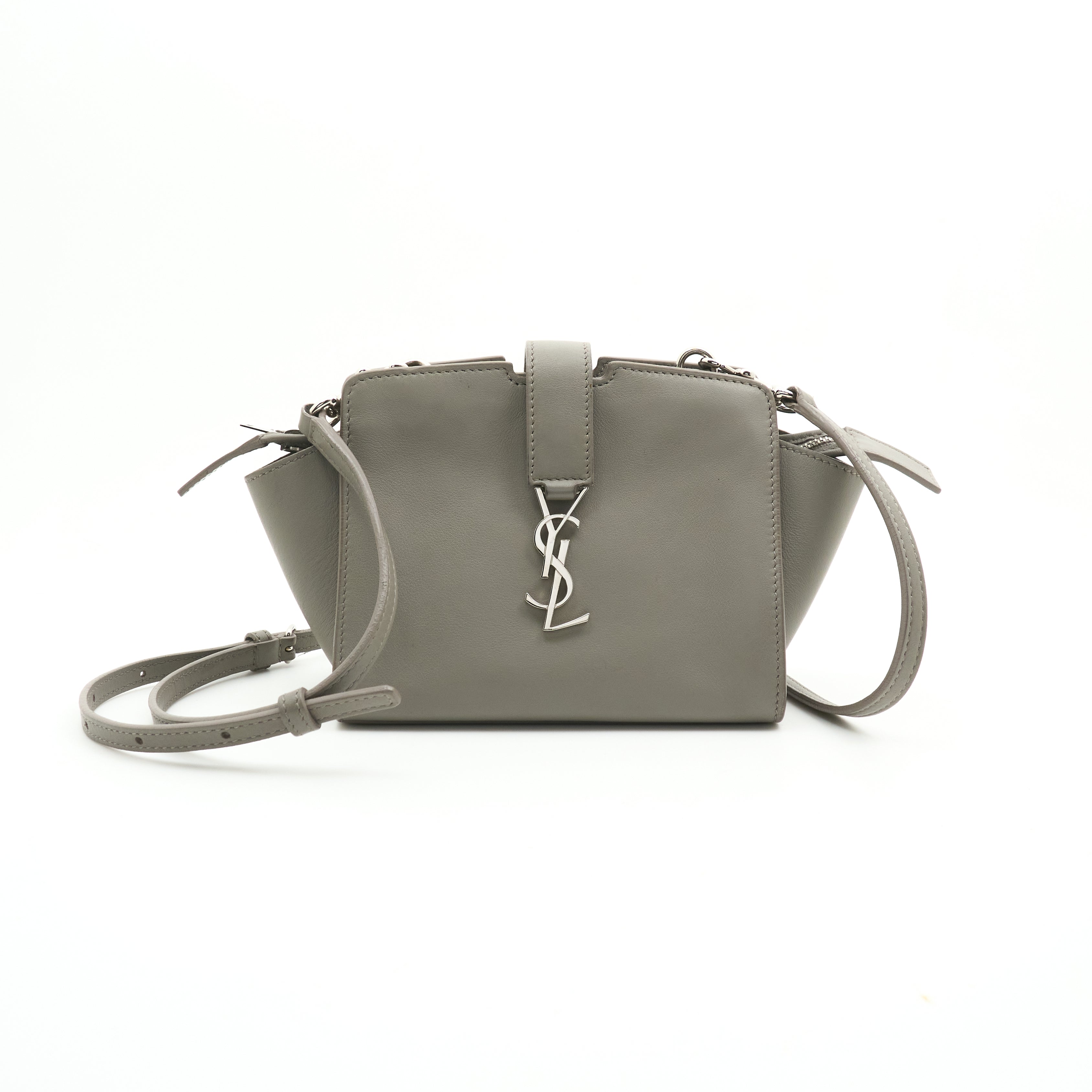 Saint Laurent Toy Cabas Bag In Grey Leather