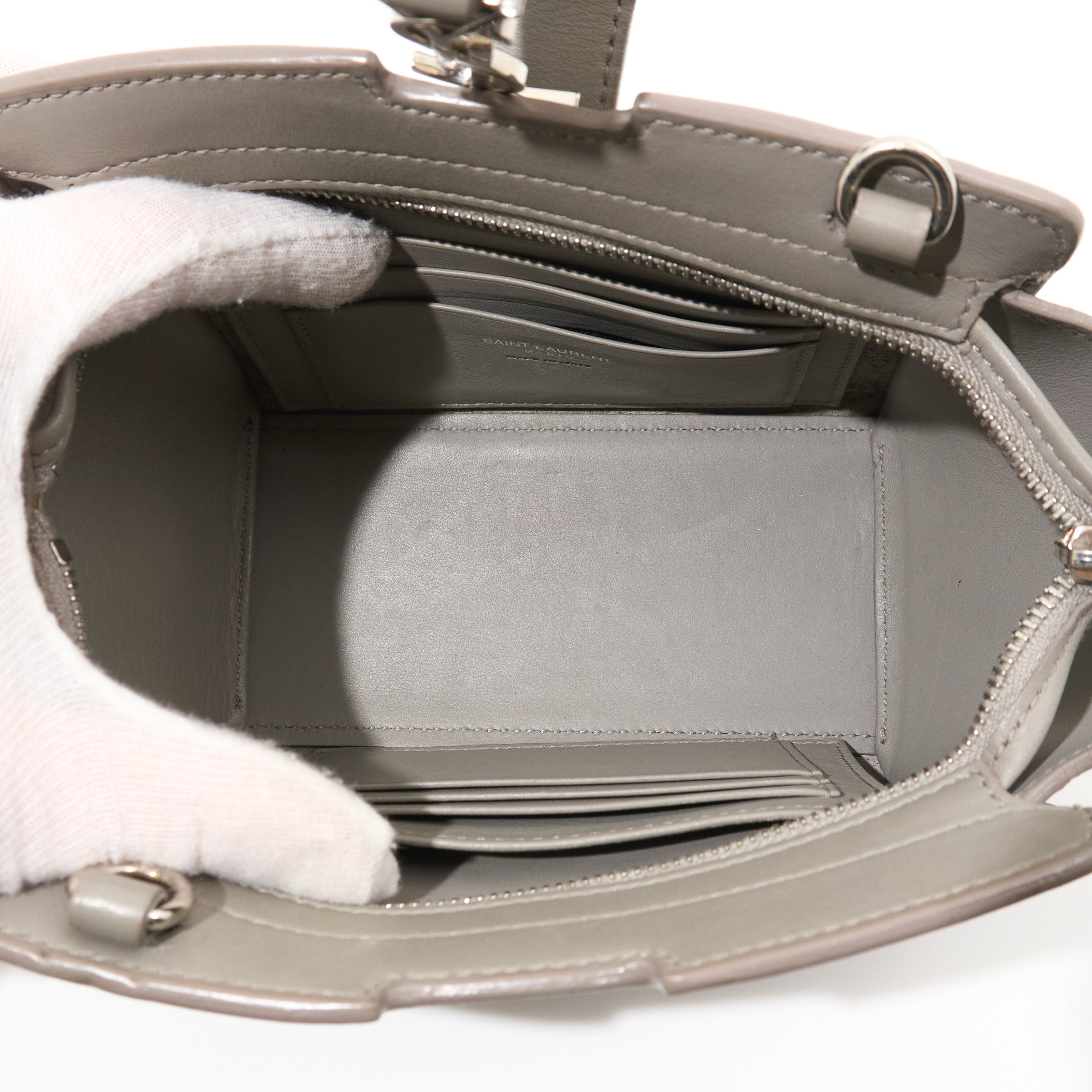 Saint Laurent Toy Cabas Bag In Grey Leather