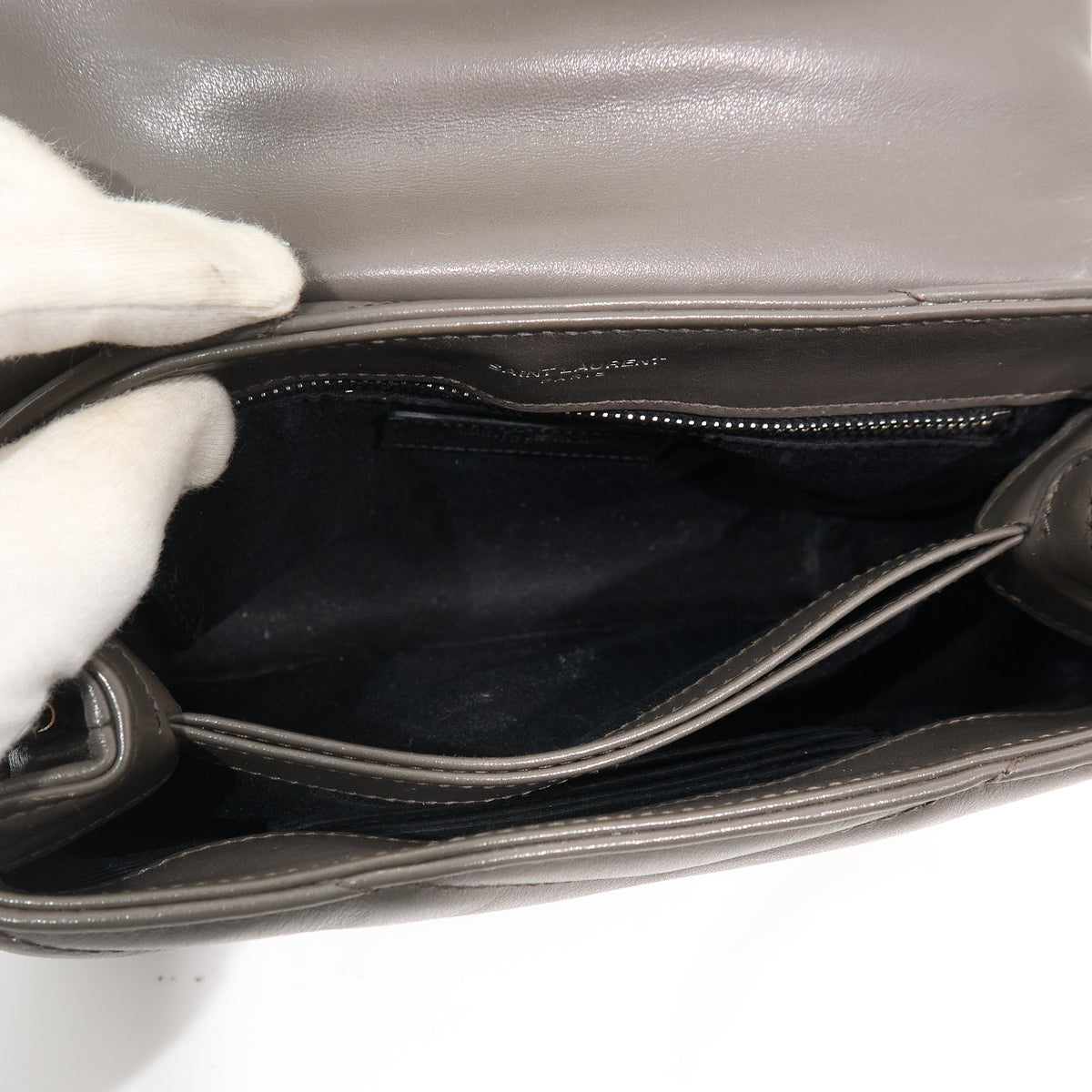 Saint Laurent Toy Lou Lou Grey Leather Crossbody Bag